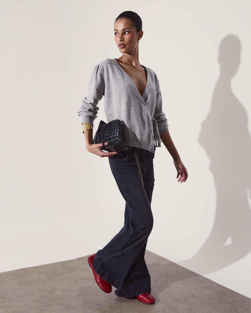 Jeans Botones Campana Negro