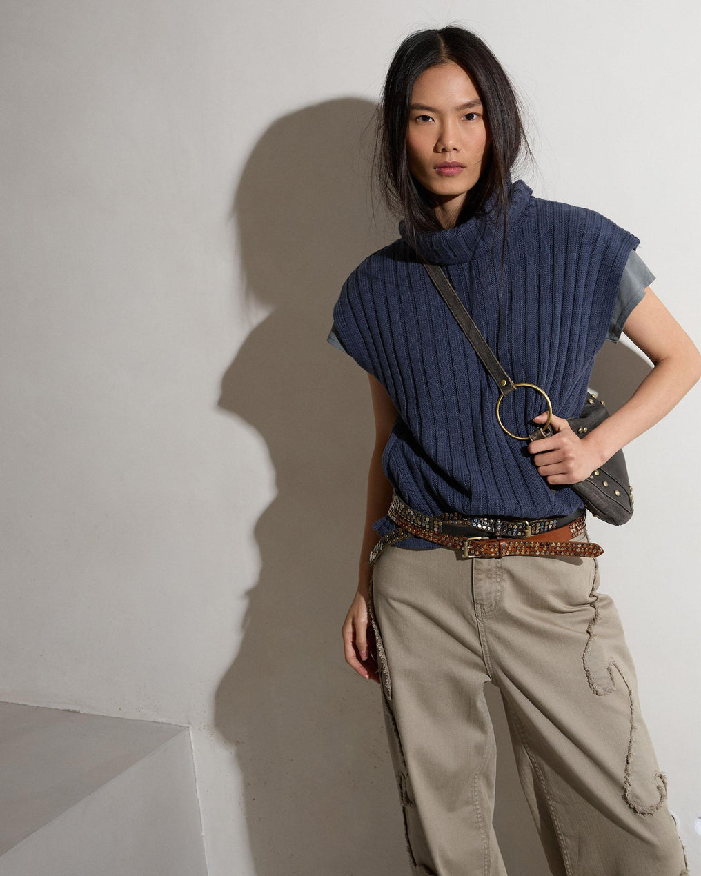 Khaki Side Frayed Jeans