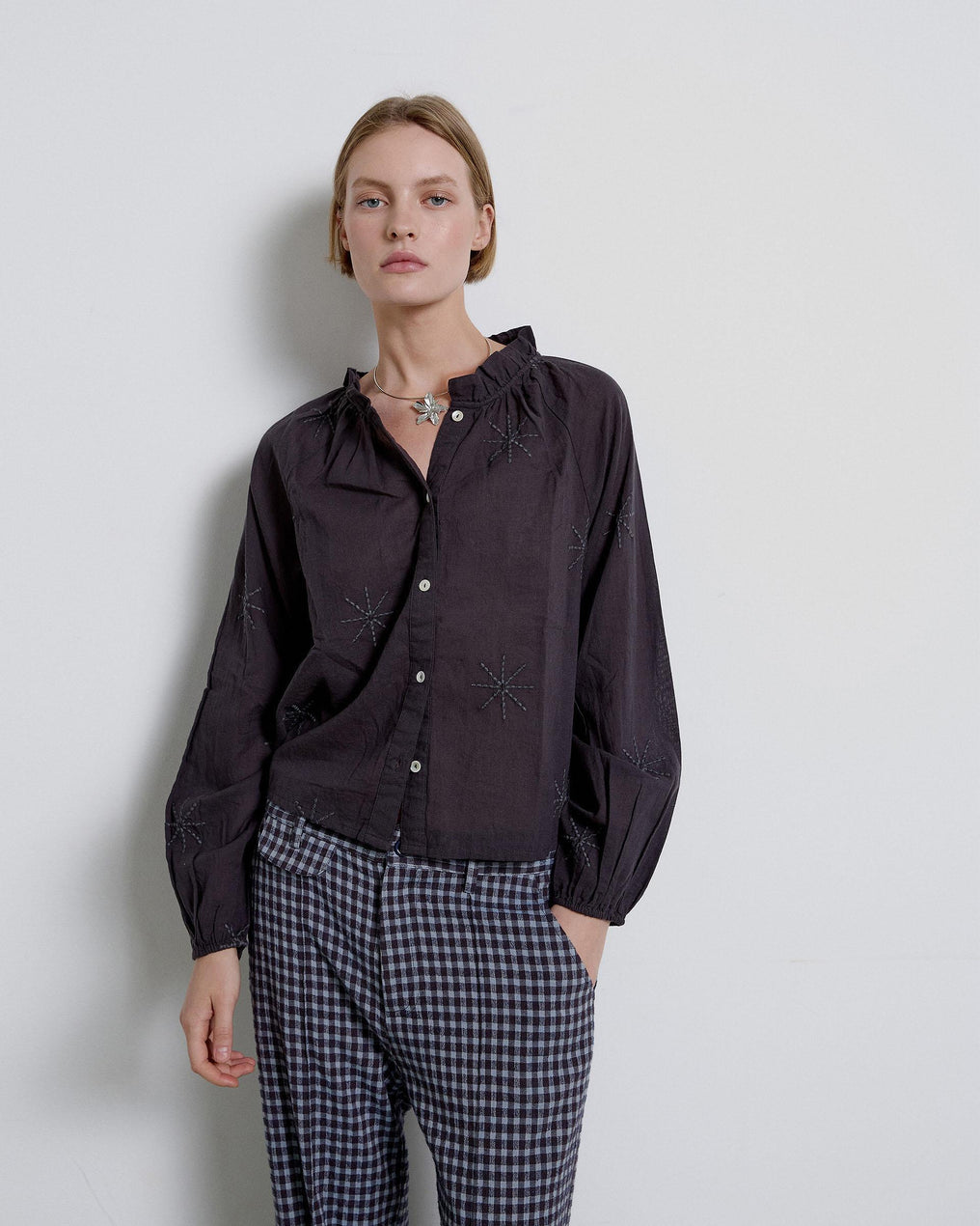 Anthracite Suns Embroidered Blouse