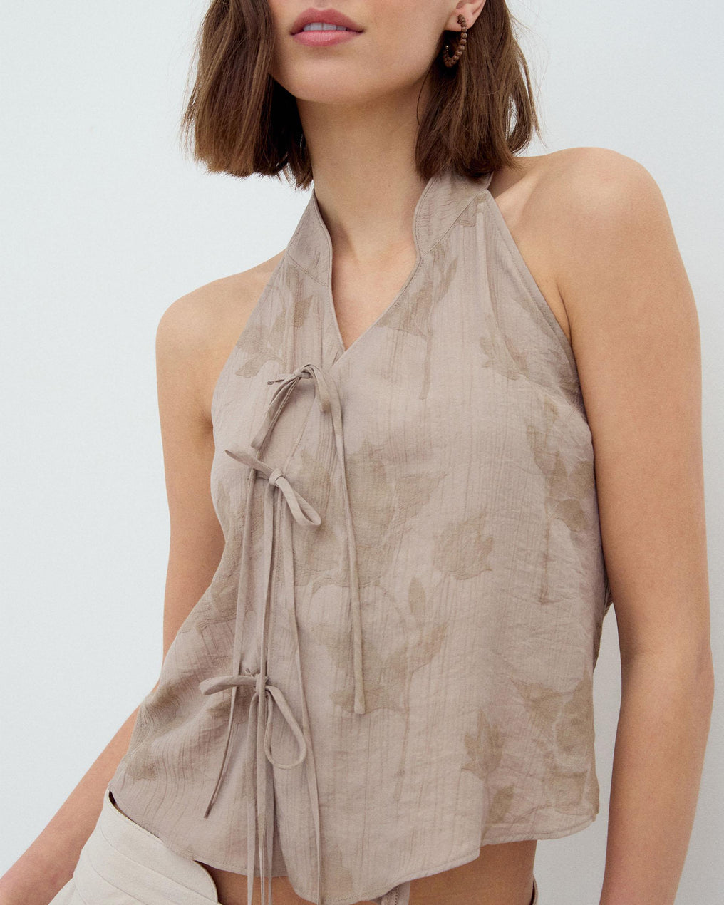 Top Halter Lazadas Estampado Taupe