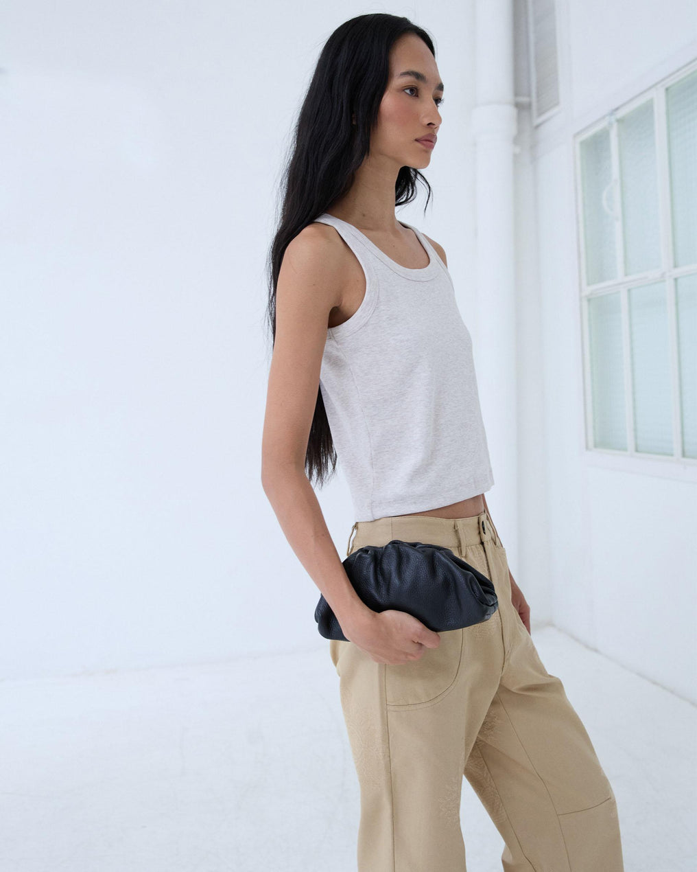 Bolso Clutch Piel Negro