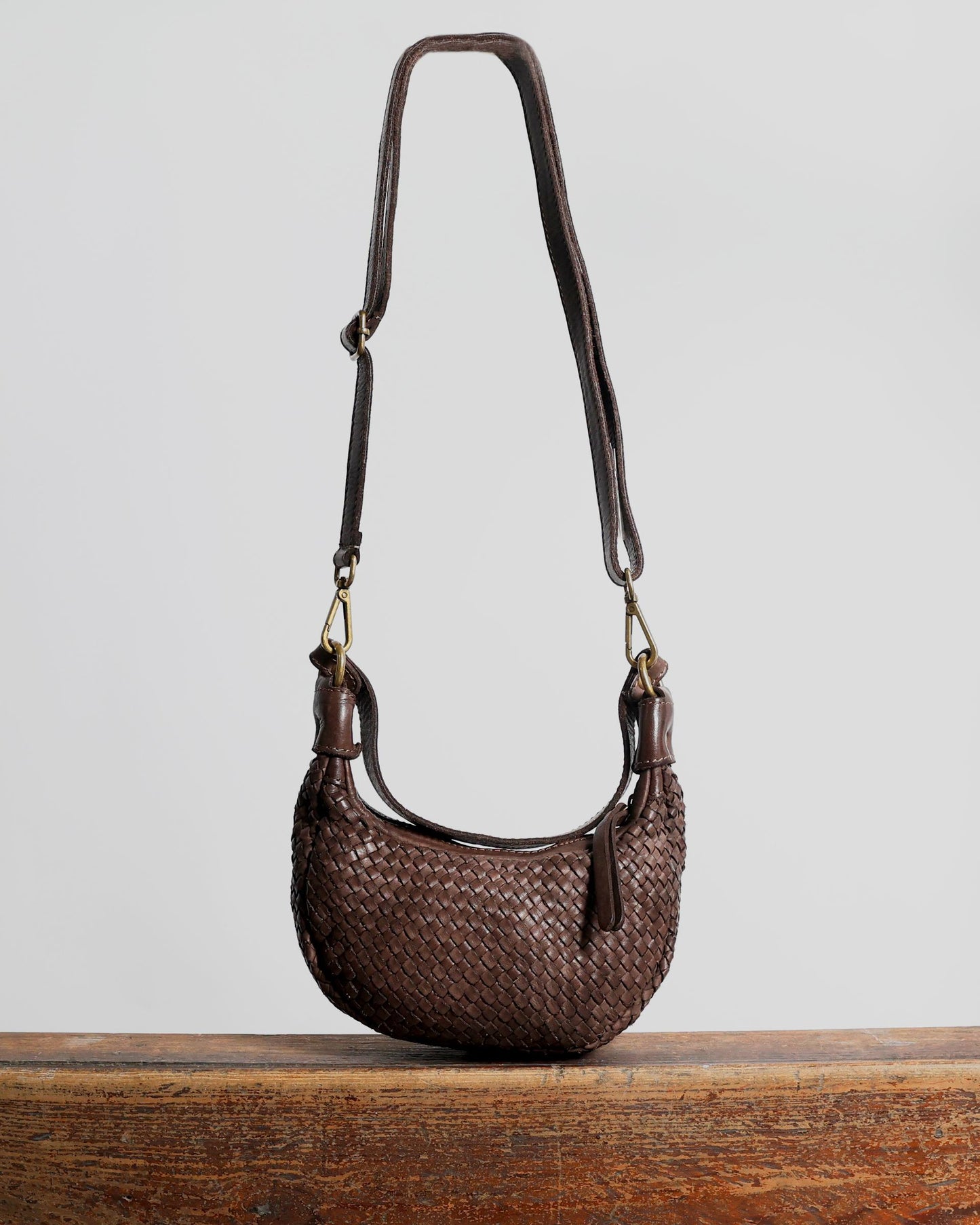 Bolso Piel Trenzada Hombro Marrón