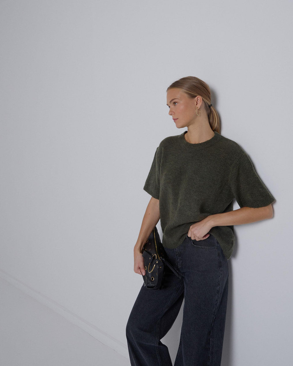 Jersey Punto Manga Corta Verde Oscuro