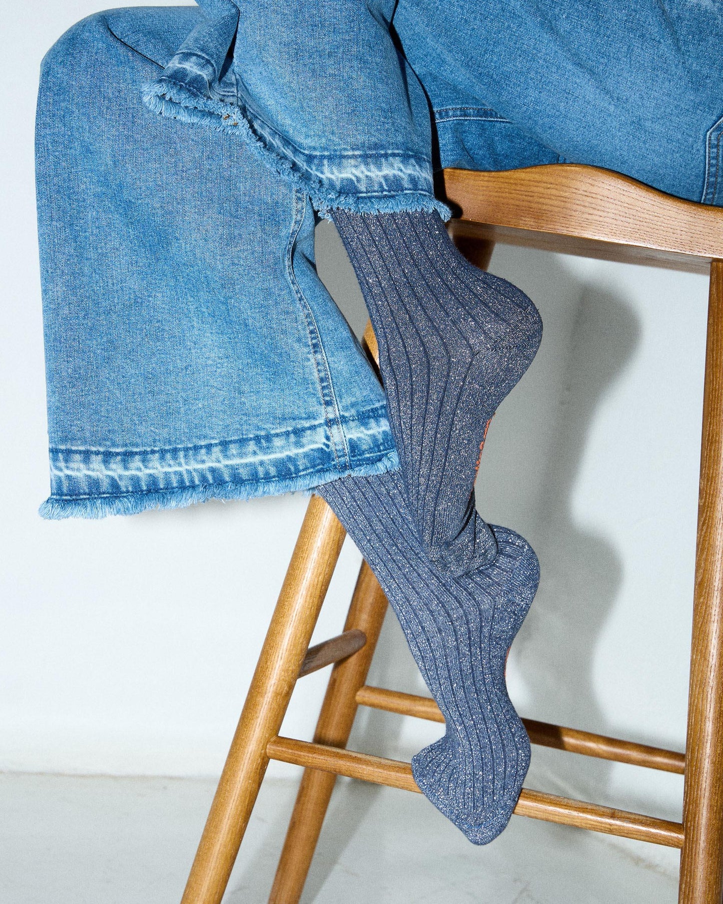 Calcetines Media Caña Lurex Azul Oscuro