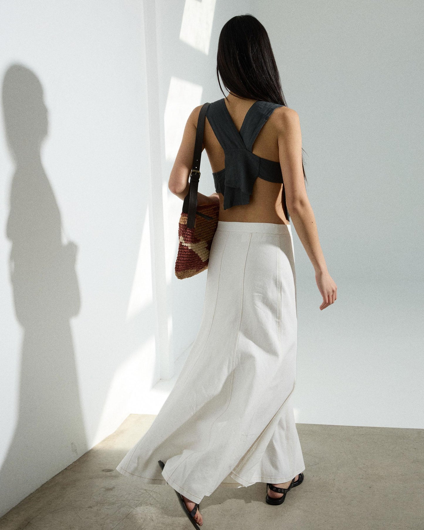 Cross-Back Linen Top Anthracite