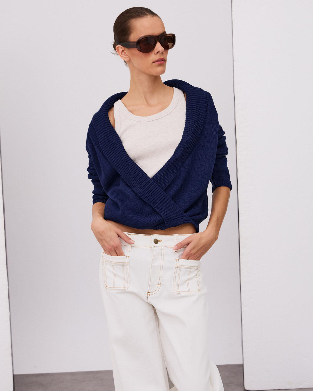 Pull Croisé Bleu Marine