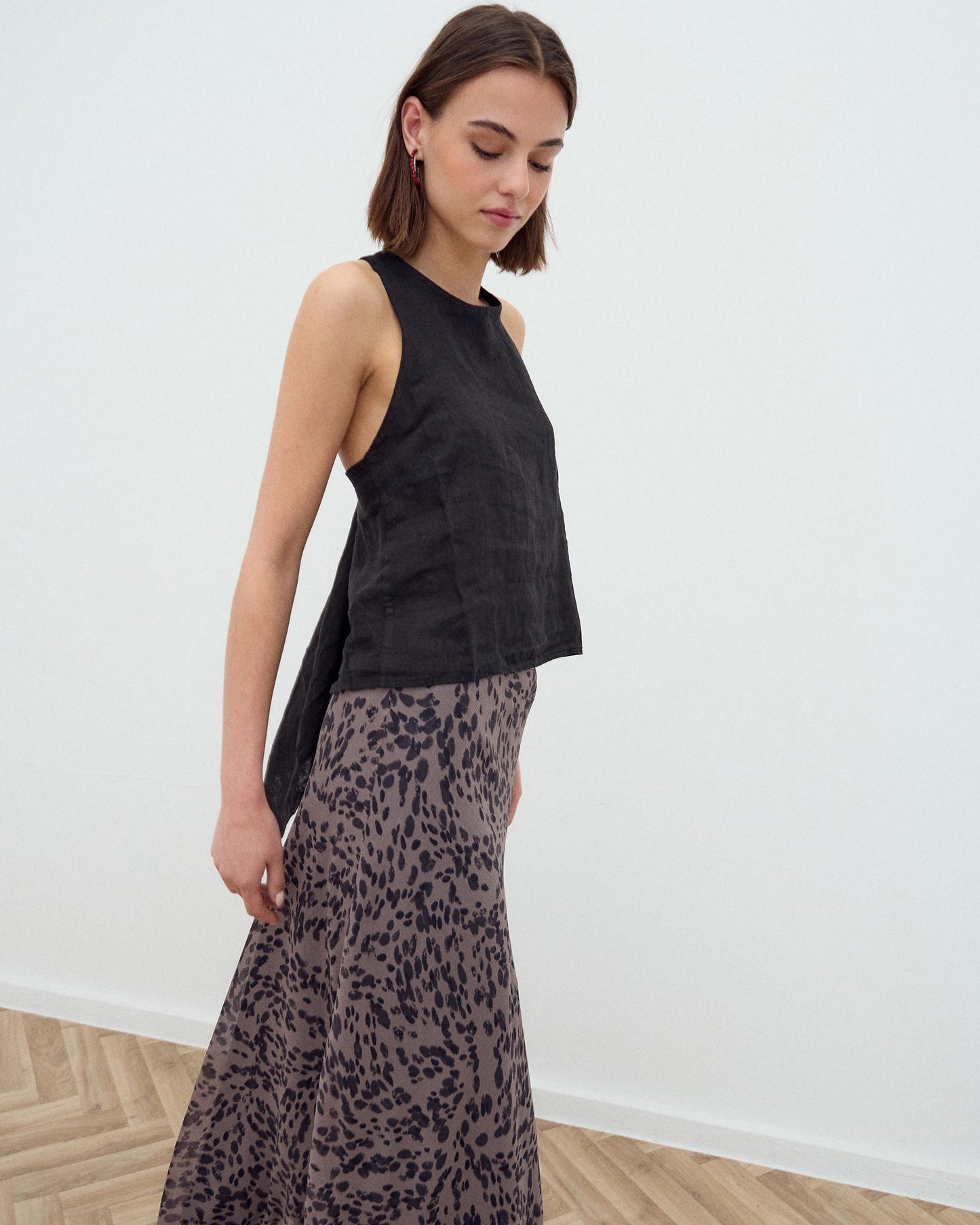Black Backless Linen Top