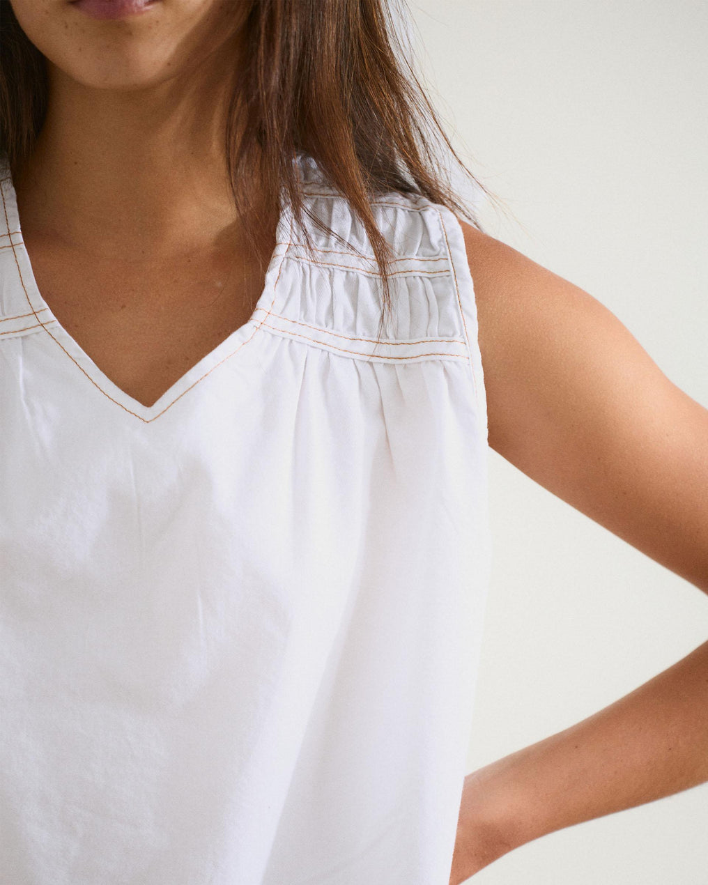 Top Gomas Denim Blanco