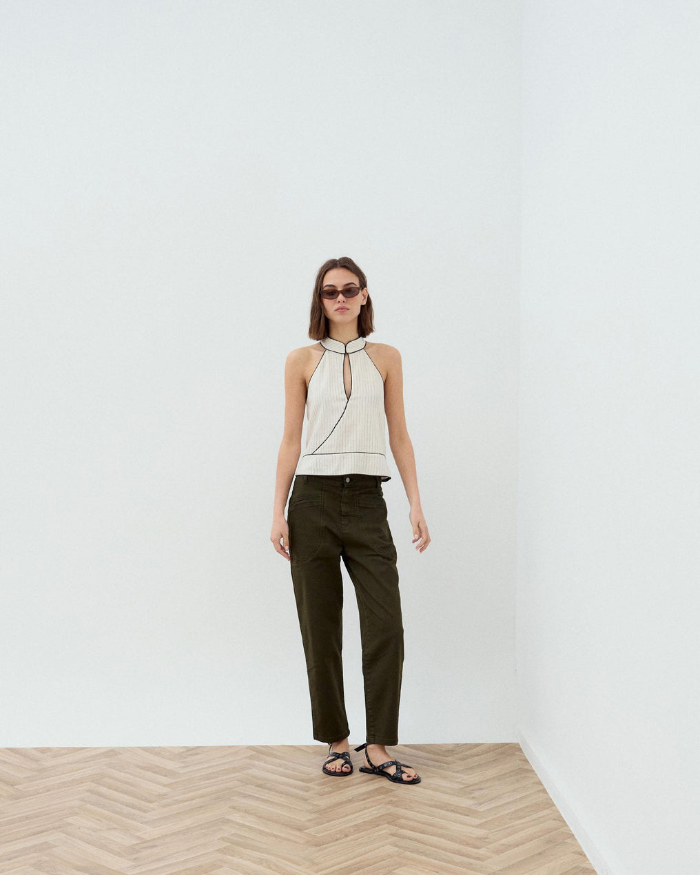 Dark Green Welt Pocket Jeans