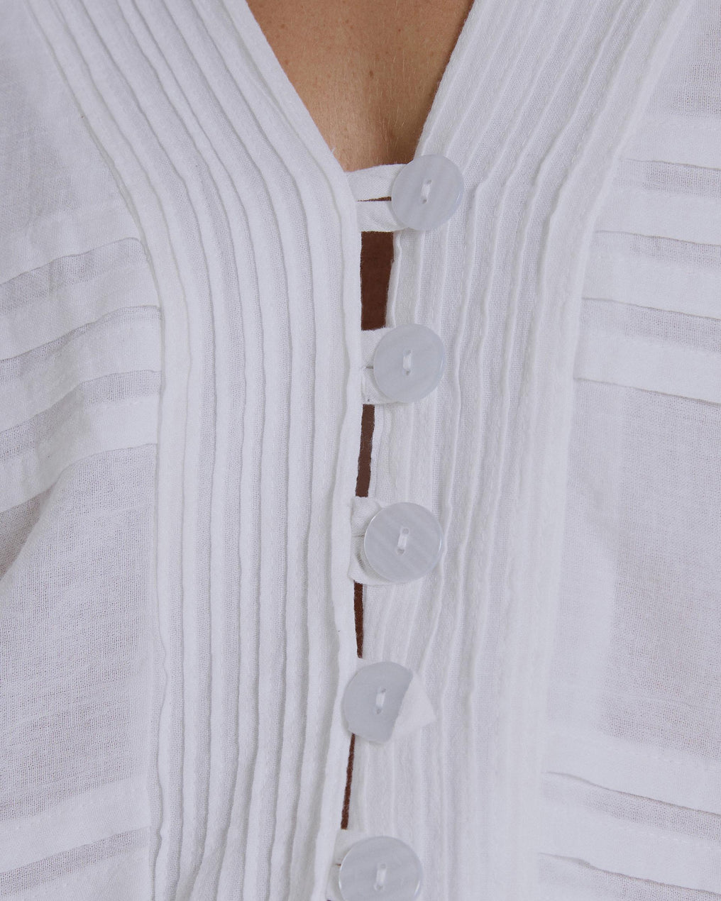 Blusa Pliegues Blanca