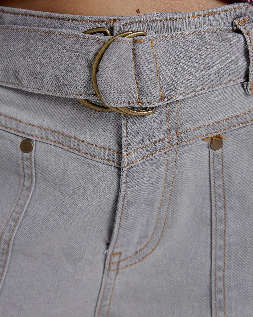 Jeans with Gray Belt Detail