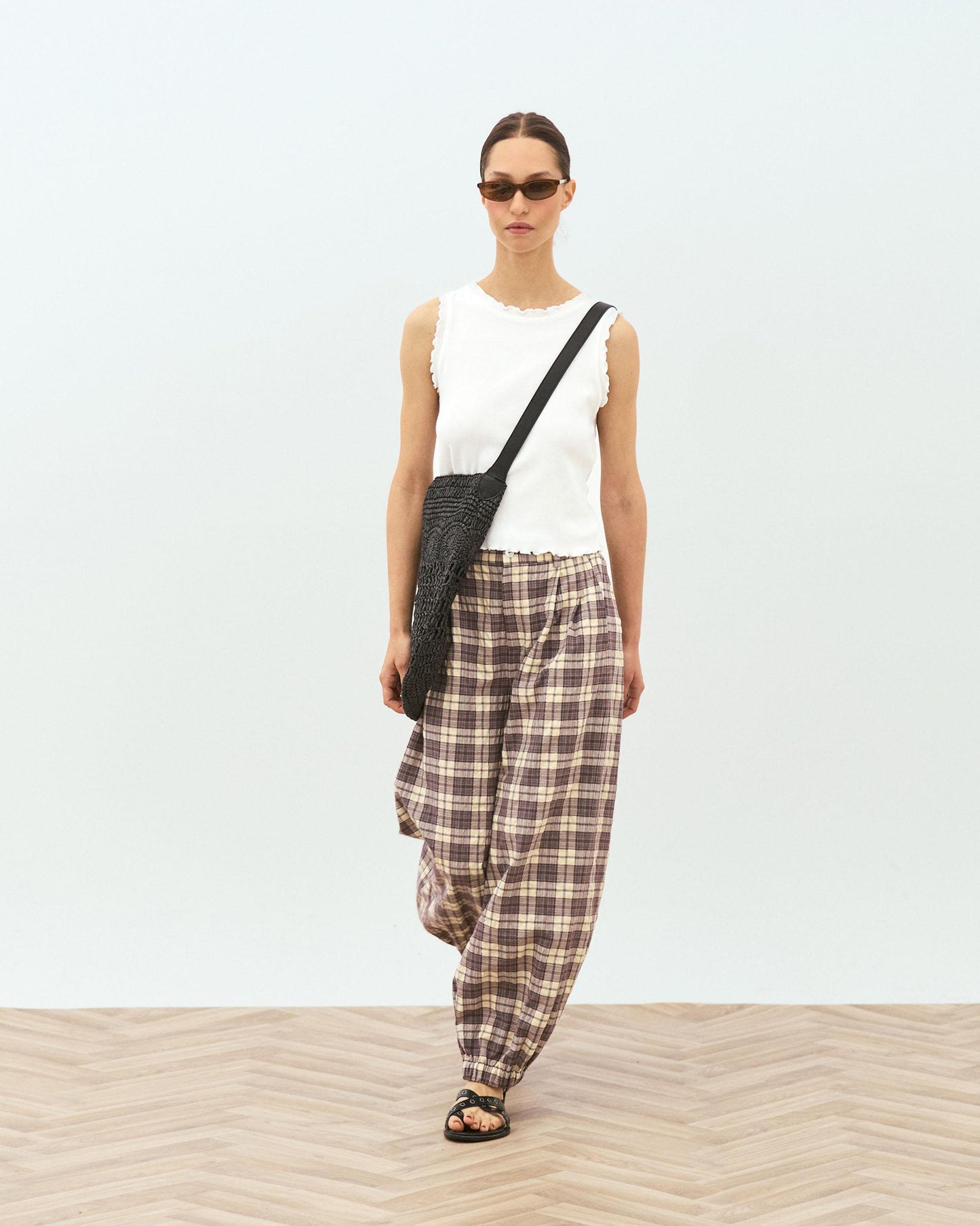 Pantalón Bombacho Cuadros Morado