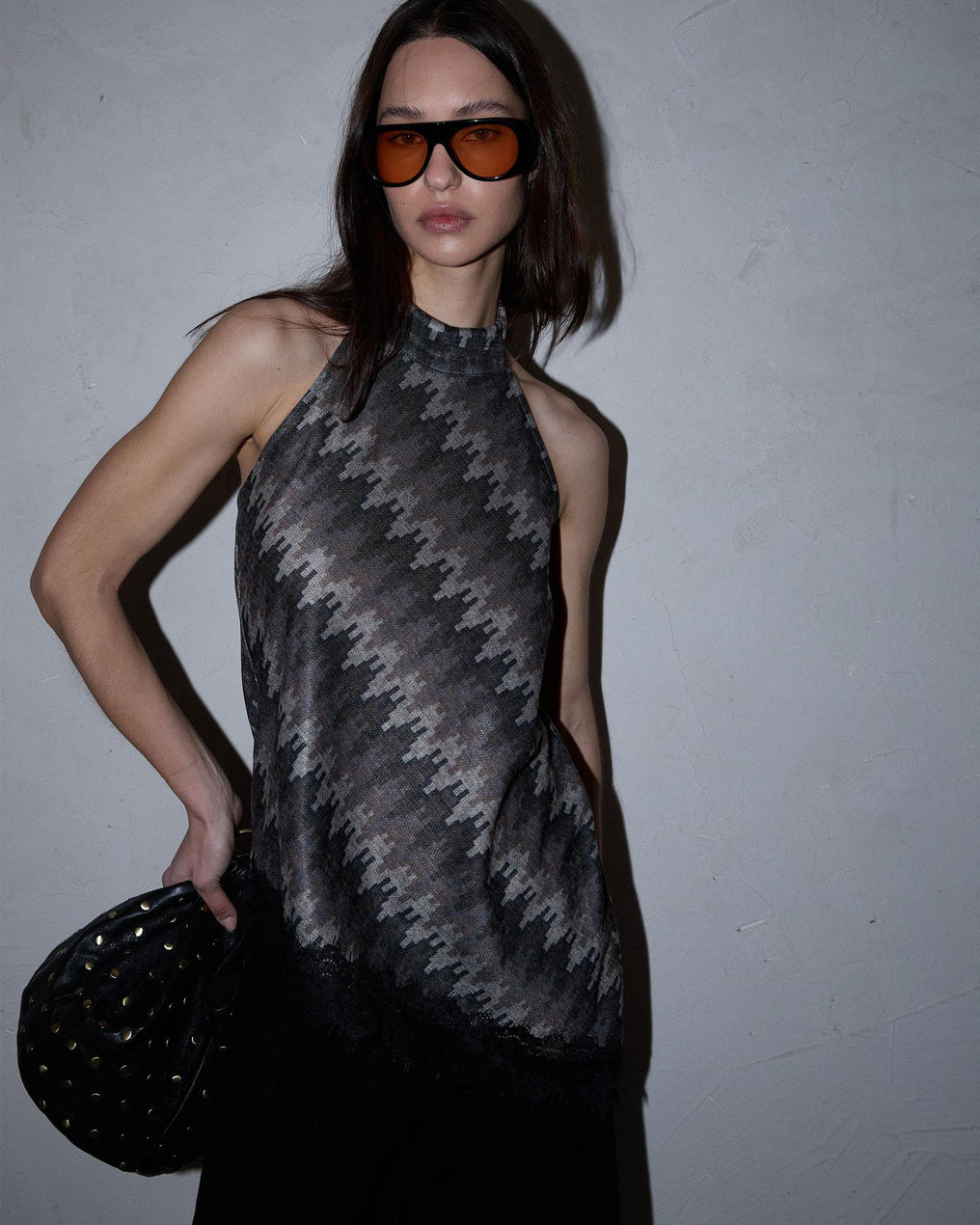 Top Zig Zag Asimétrico Gris