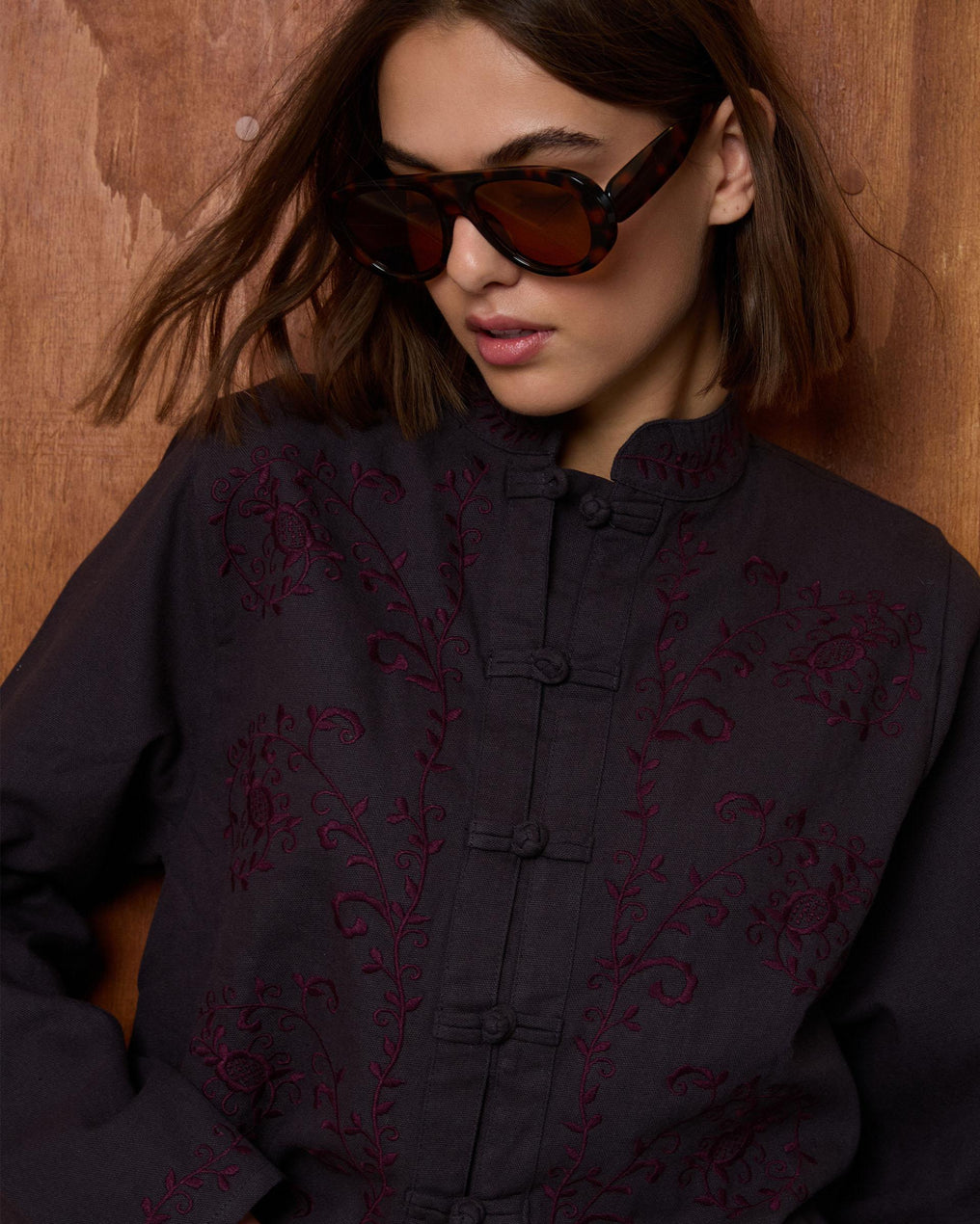 Chaqueta Japo Bordados Antracita