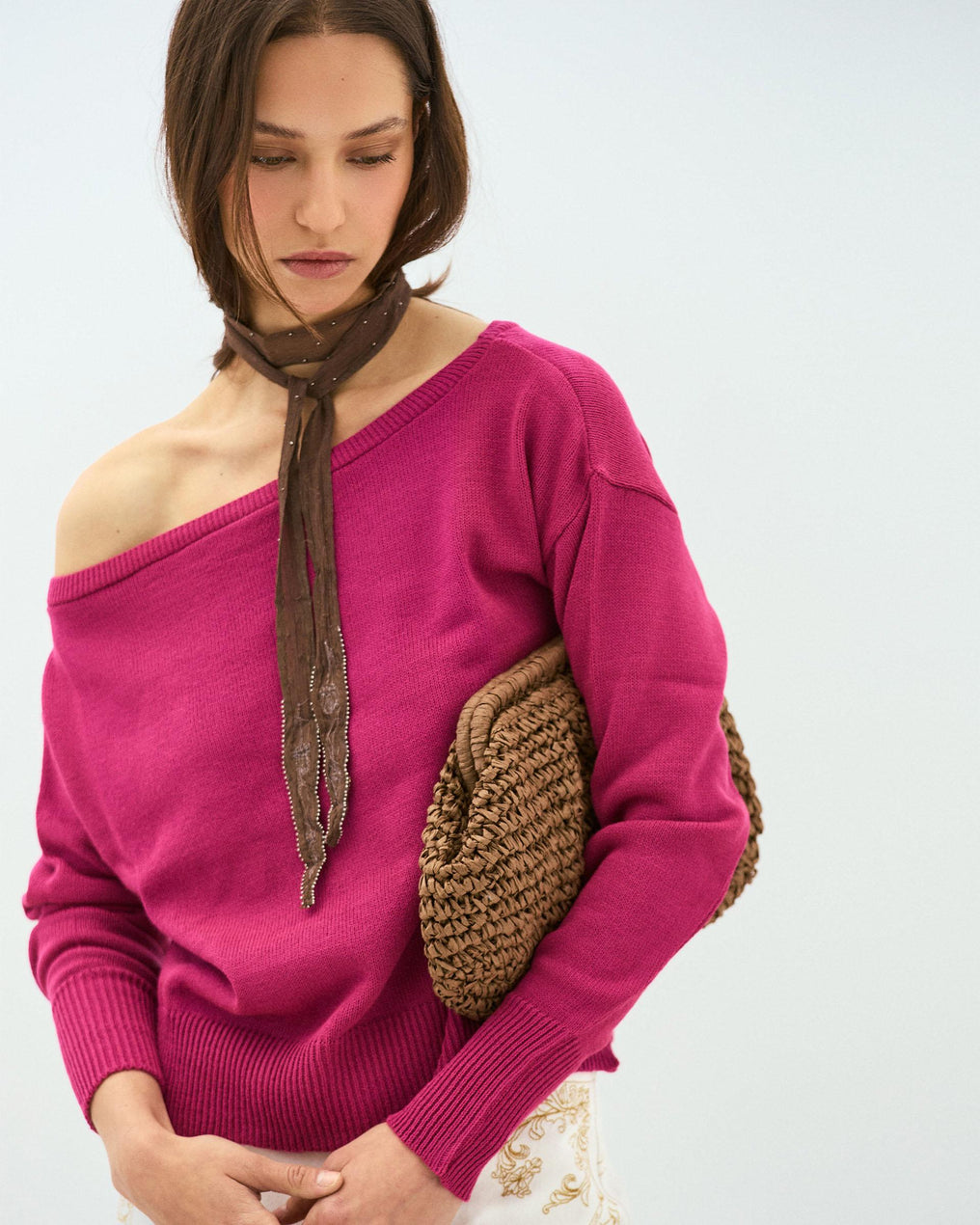 Pull Col Asymétrique Fuchsia