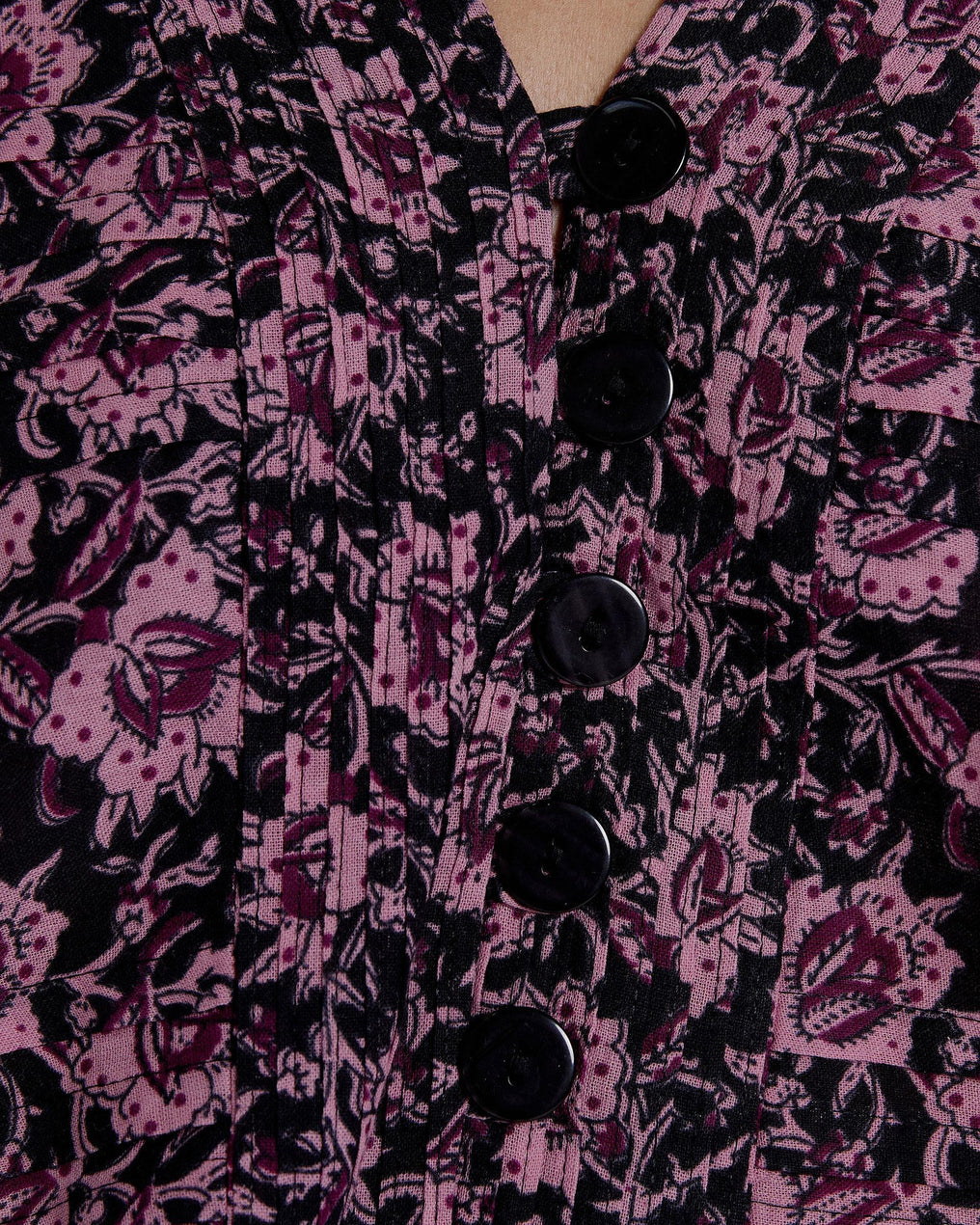 Blusa Plissada Estampada Rosa