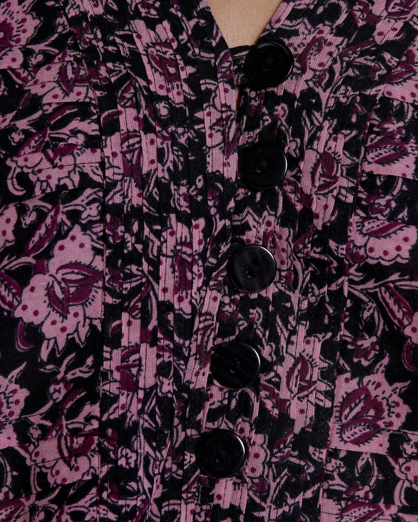 Blusa Plissada Estampada Rosa