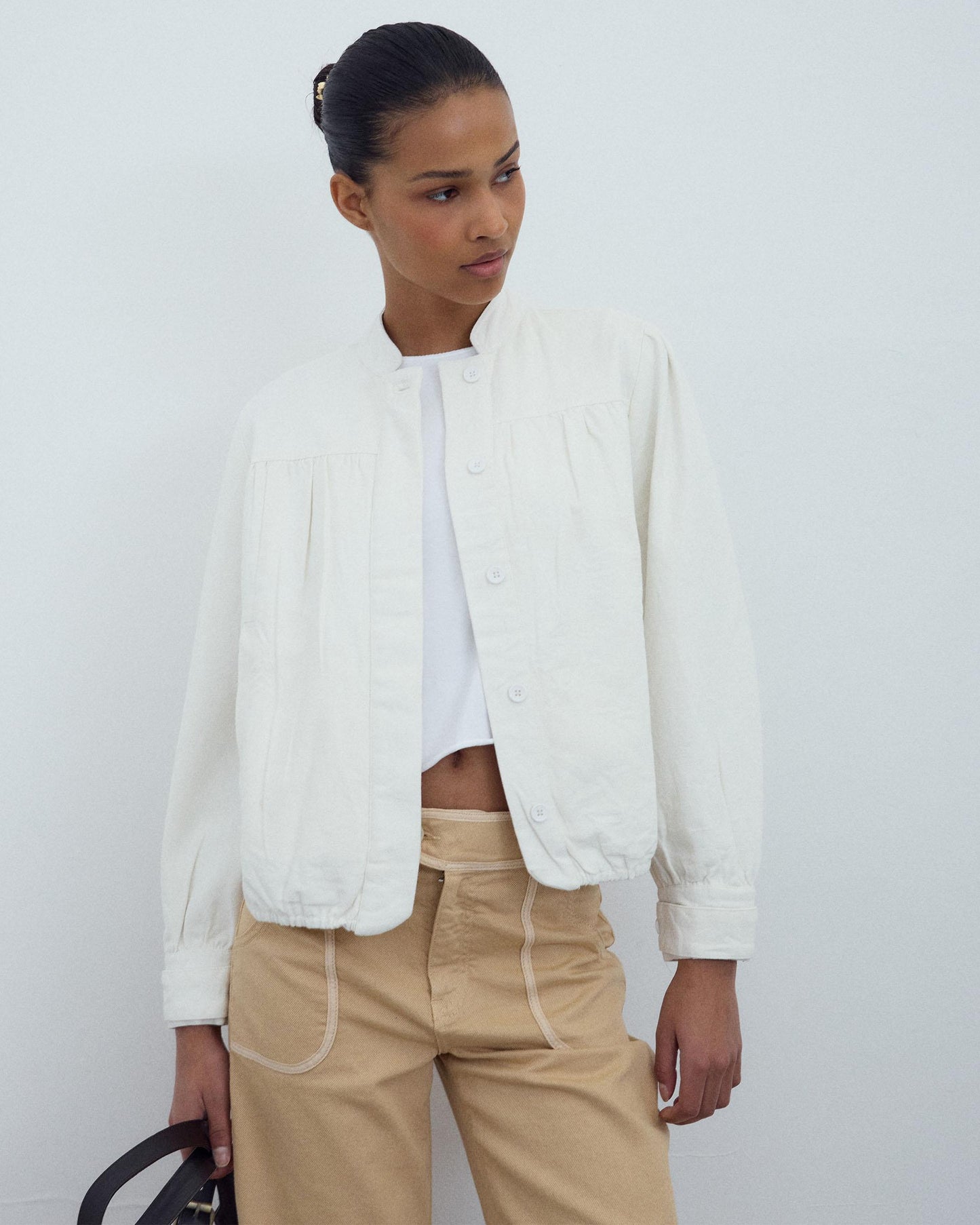 Bomber Canesú Canvas Blanco