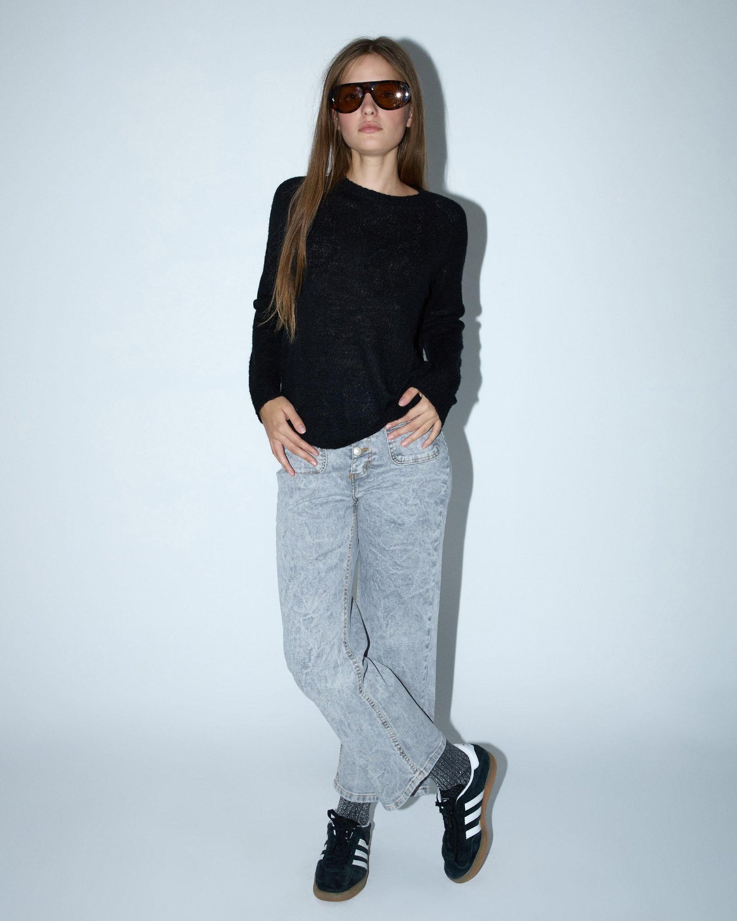 High Waisted Jeans with Pockets in Grey