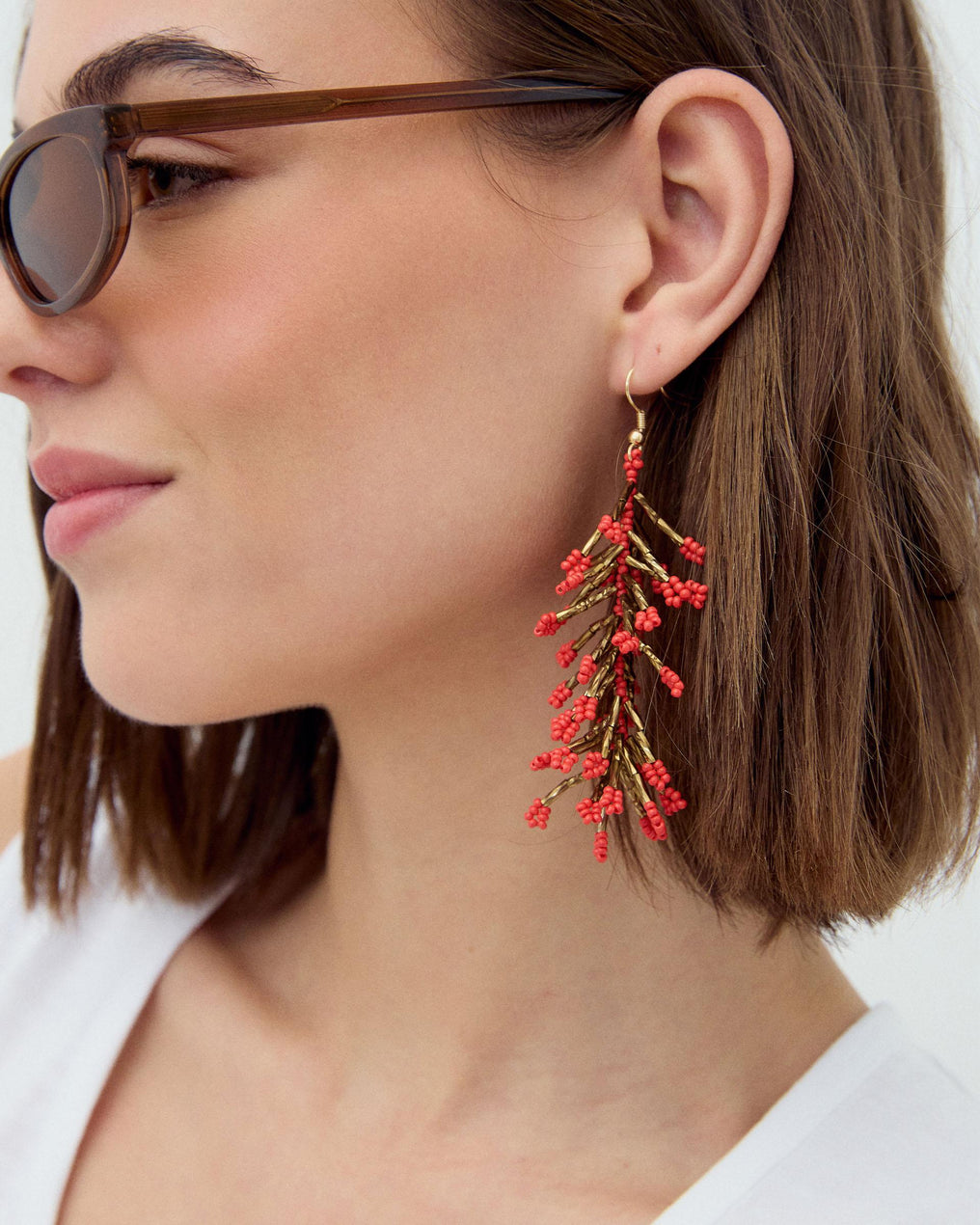 Boucles D’oreilles Corail Doré