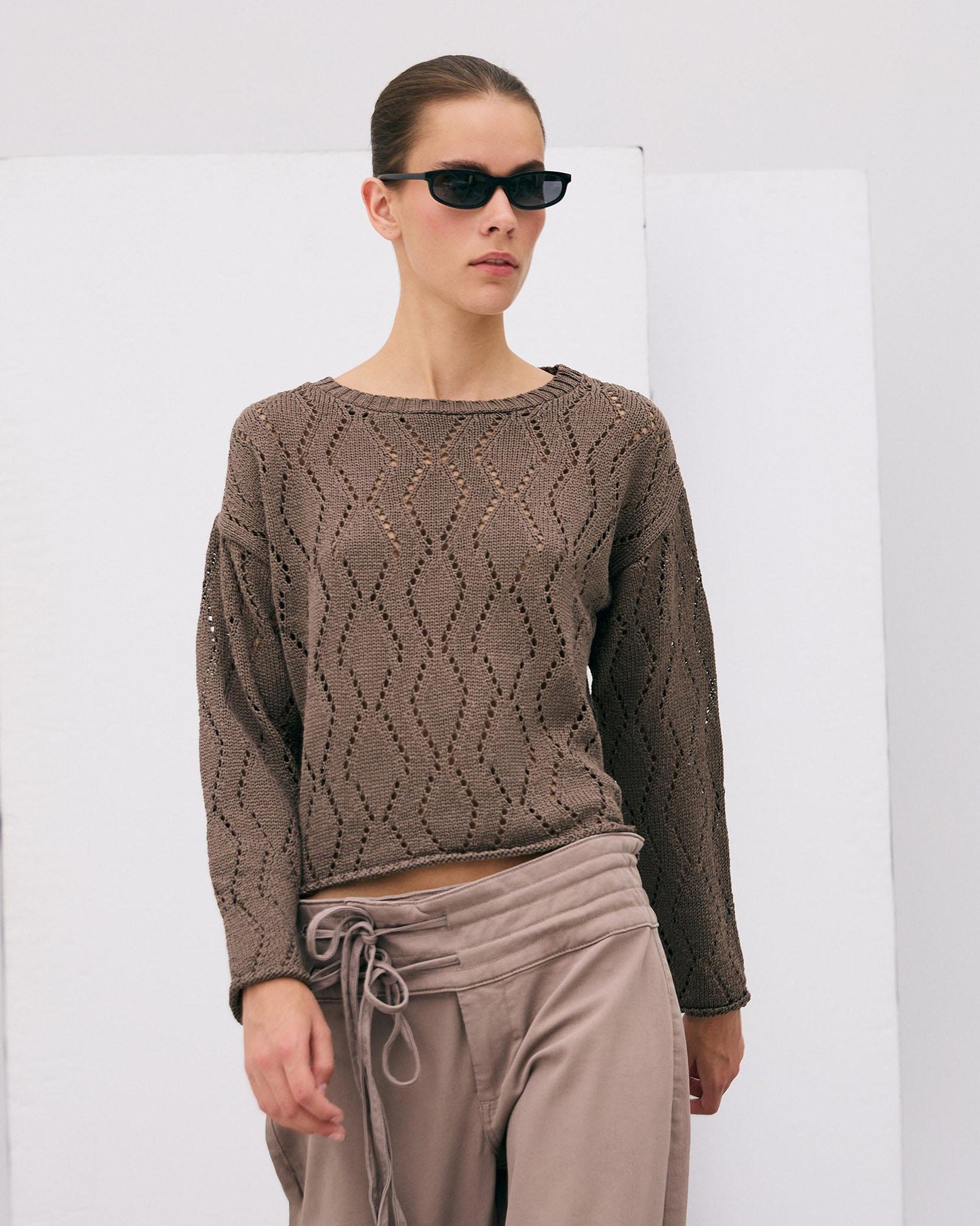 Jersey Die-Cut Rhombus Taupe