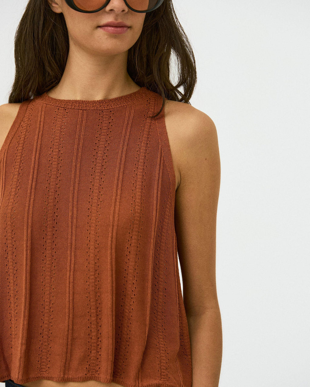 Top Maille Ajouré Tuile