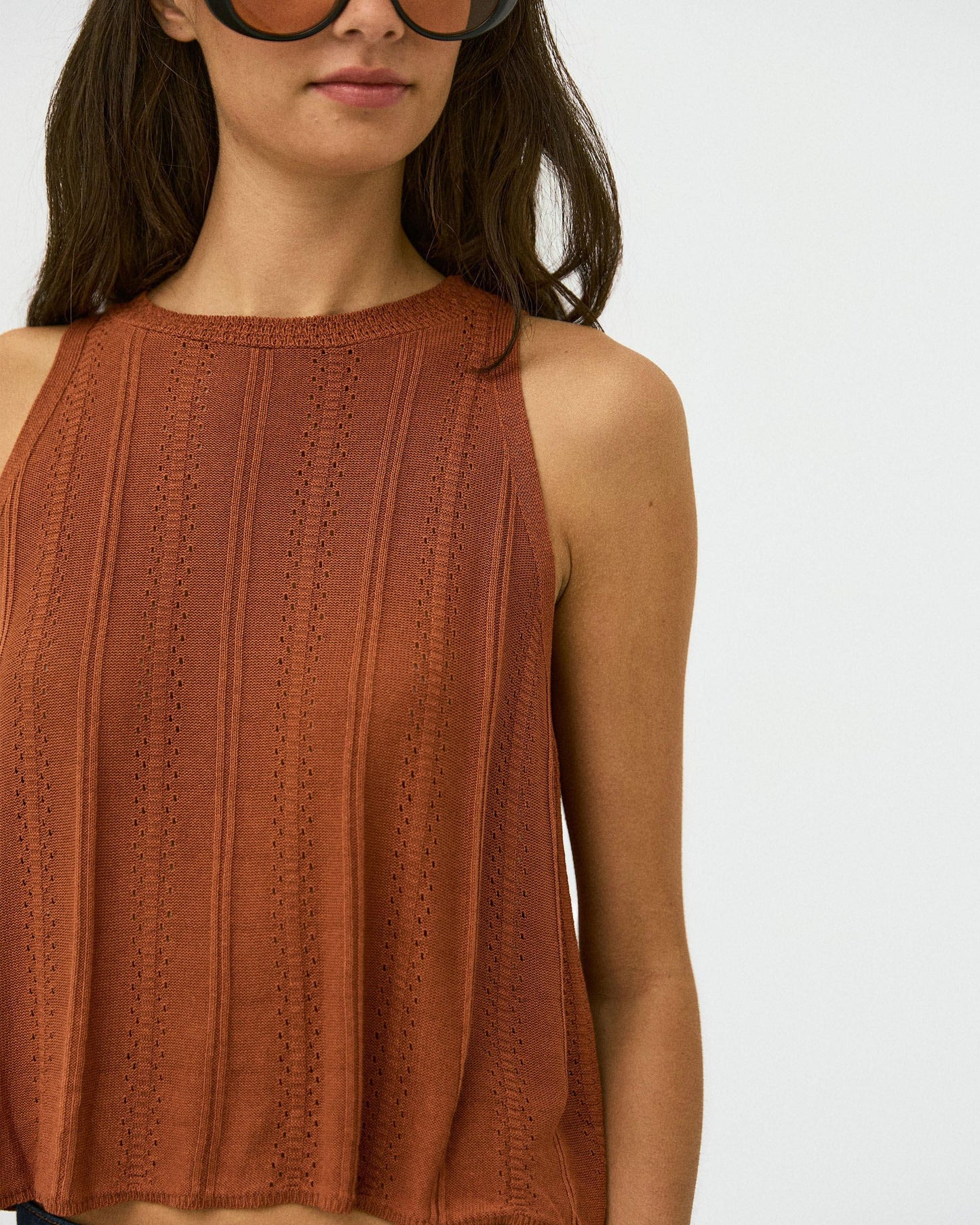 Top Maille Ajouré Tuile