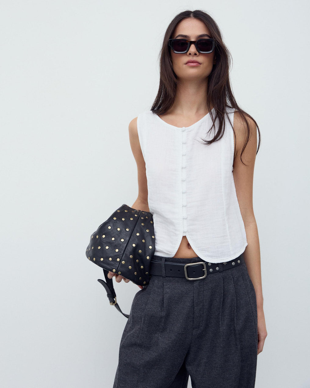 Top Botões Forrados Branco