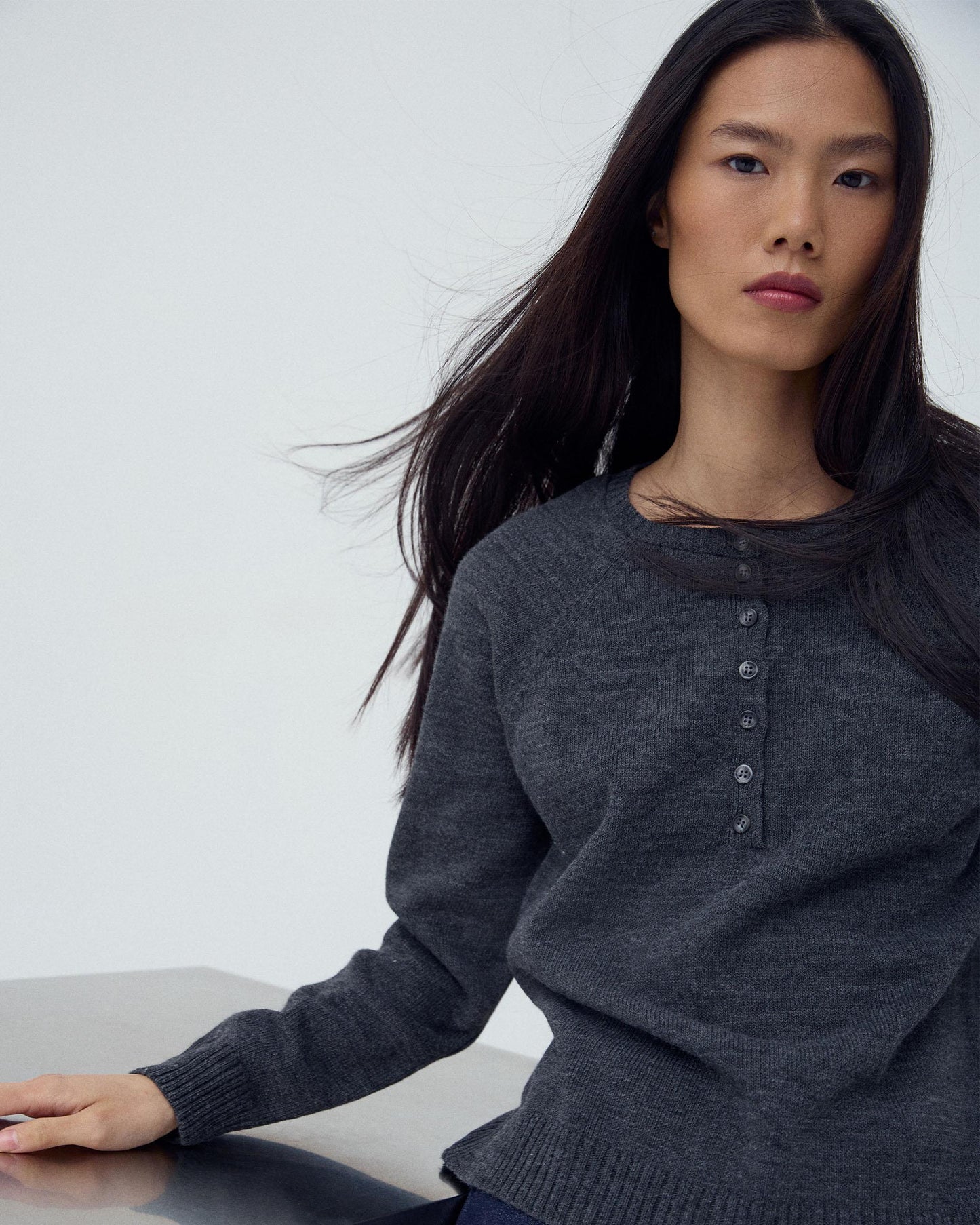 Sweater Botões Frontais Antracite