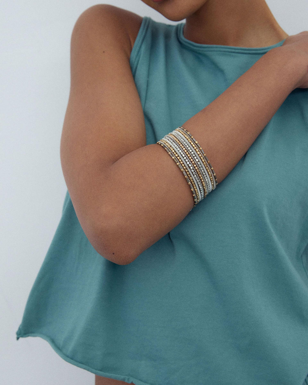 Bracelet Perles Fantaisie Mix Argenté