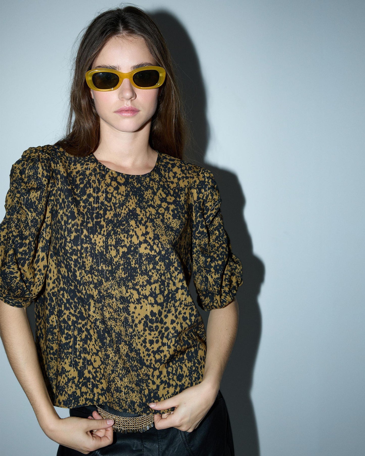 Mustard Stain Print Blouse