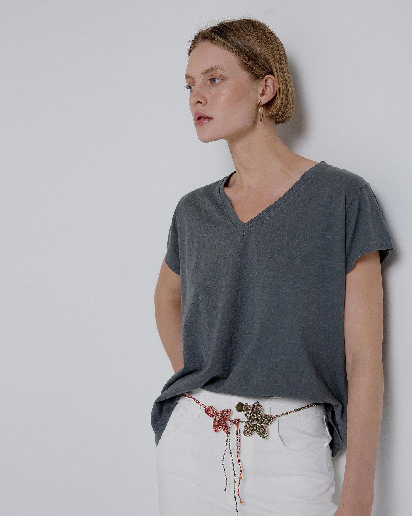 Camiseta Básica Manga Corta Gris