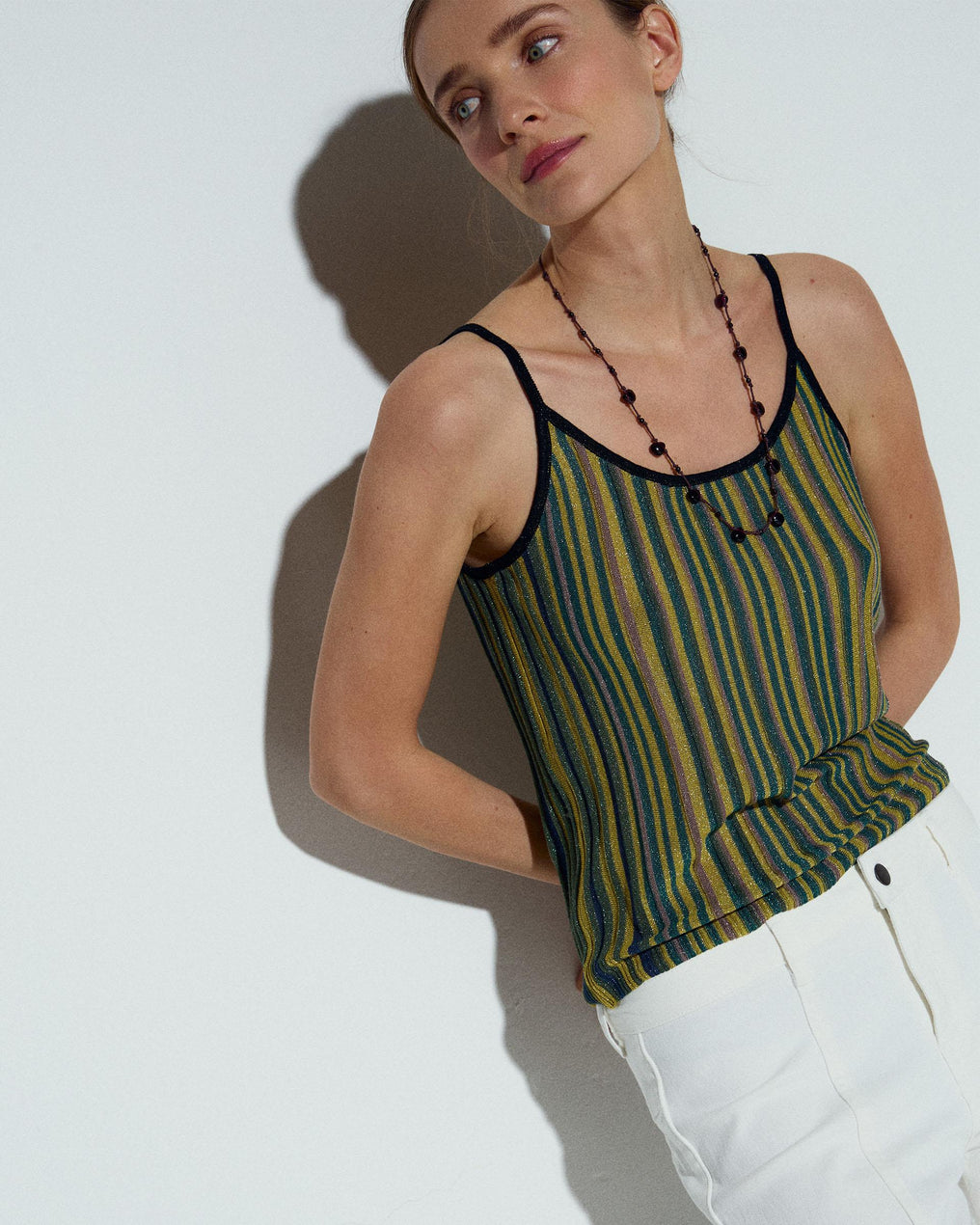 Top Rayas Colores Lurex Verde