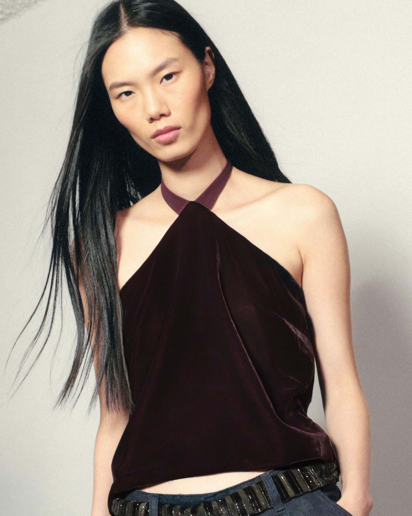 Top Terciopelo Lazada Burdeos