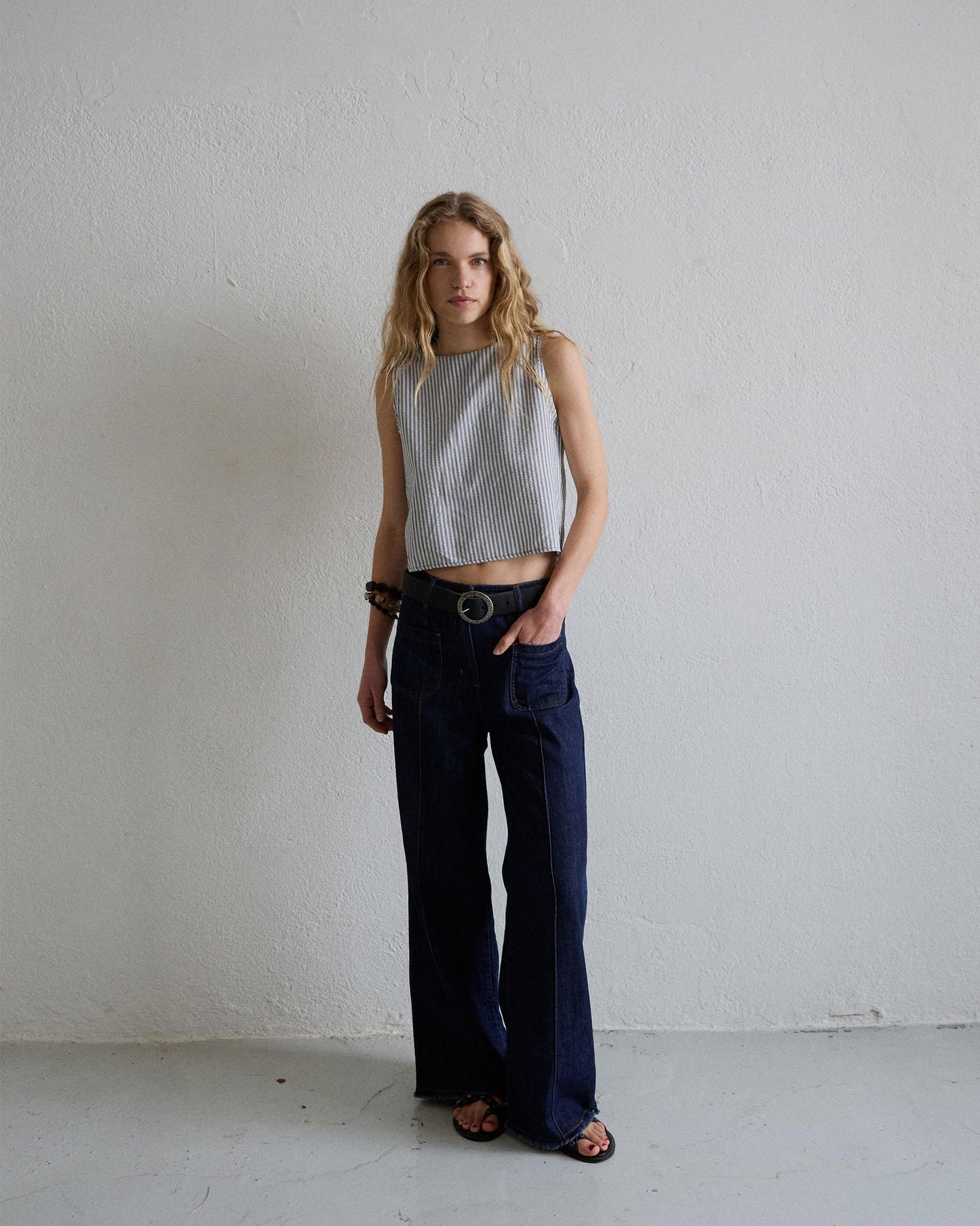 Top Rayas Bicolor Gris