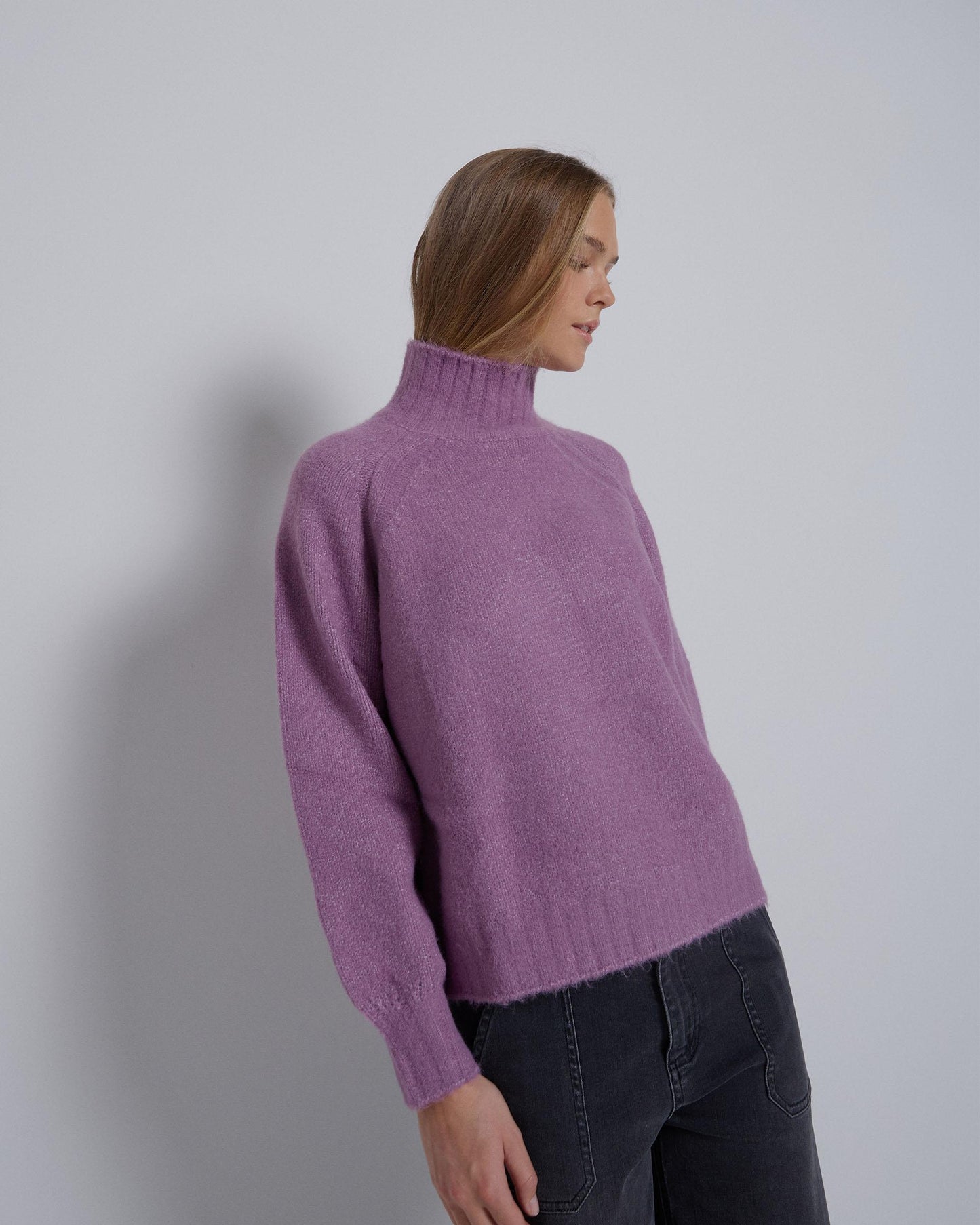 Jersey Punto Cuello Alto Lila
