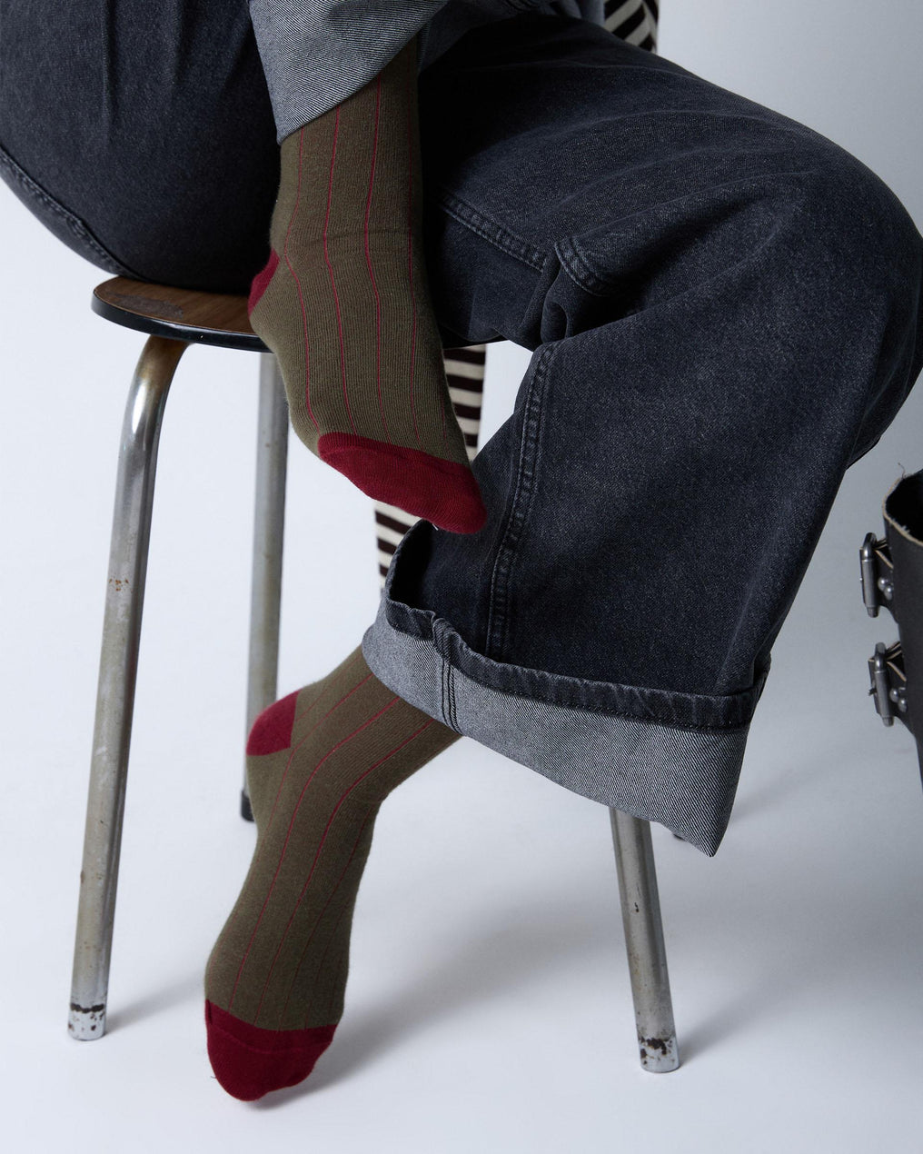 Dark Green Two-Tone High-Top Socks