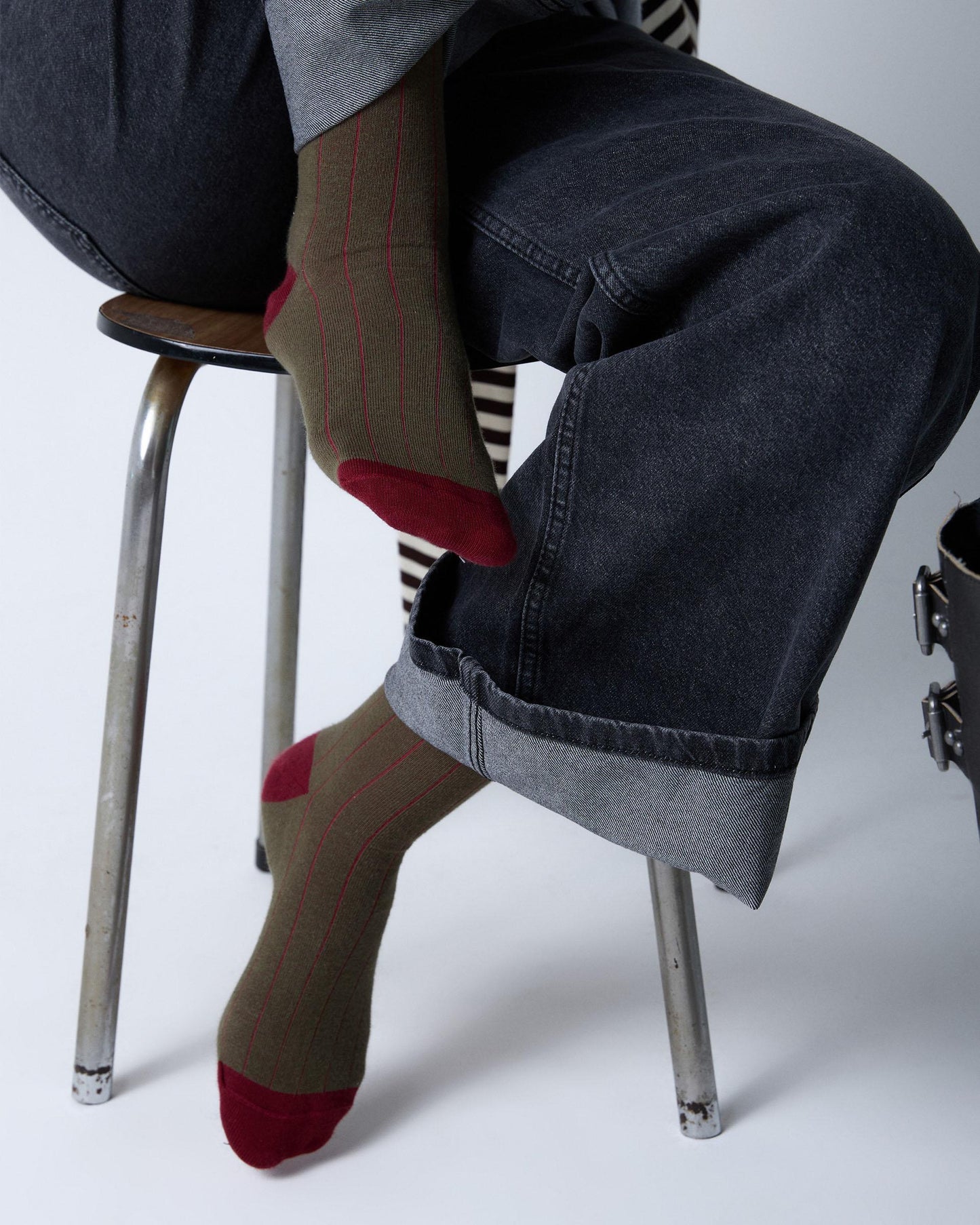 Dark Green Two-Tone High-Top Socks