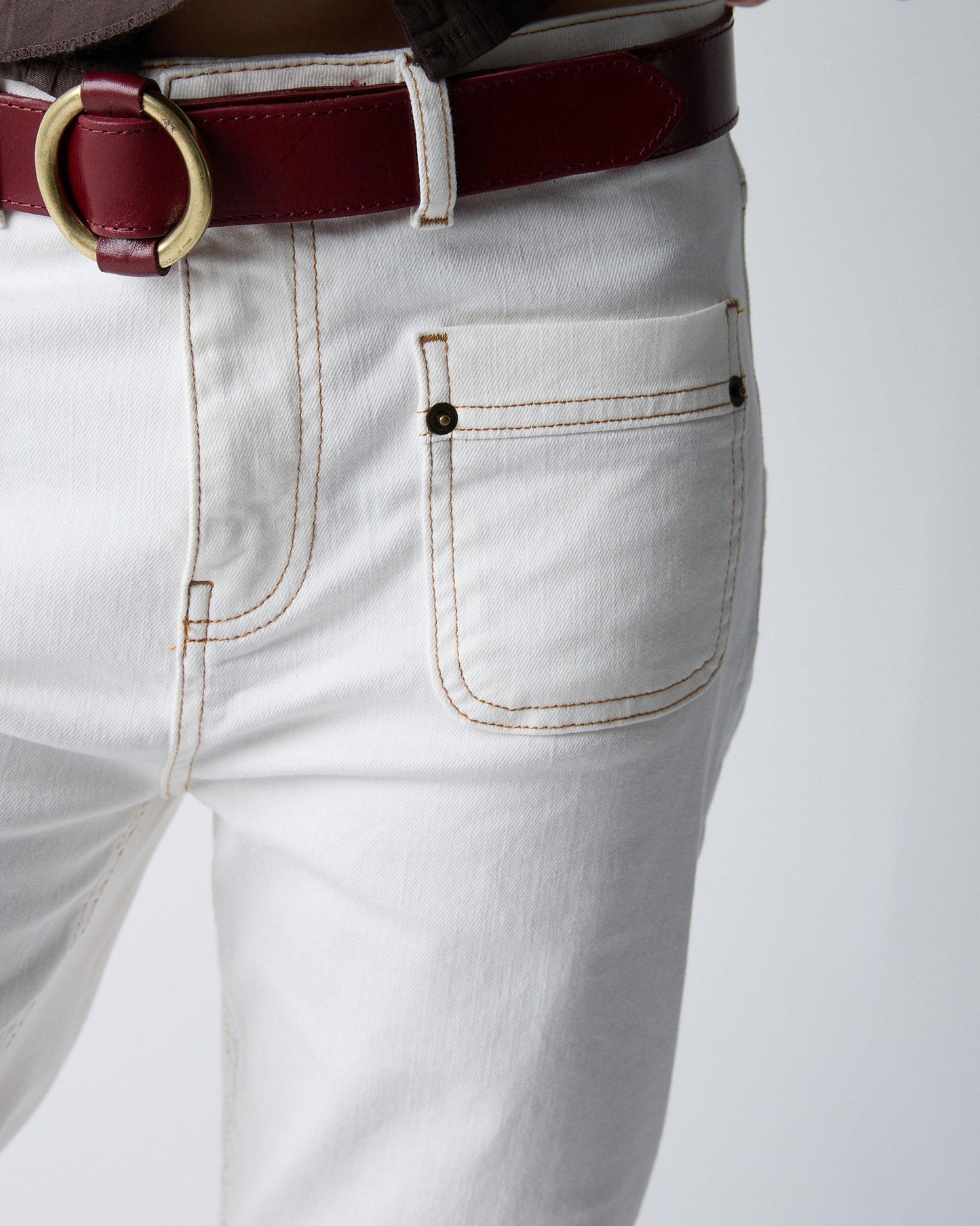 Jeans Seams Pockets Plastón White