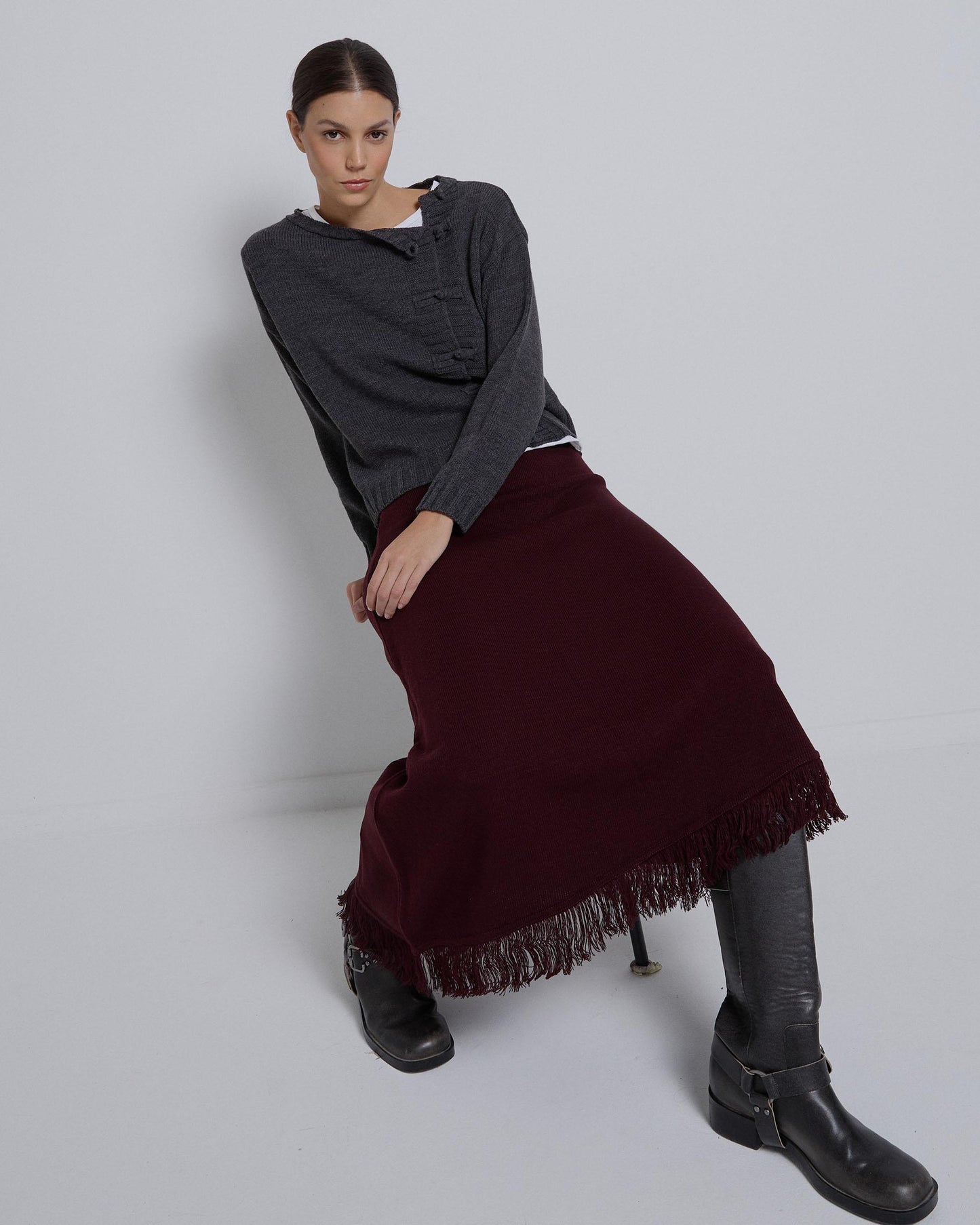 Casaco de malha japonesa antracite