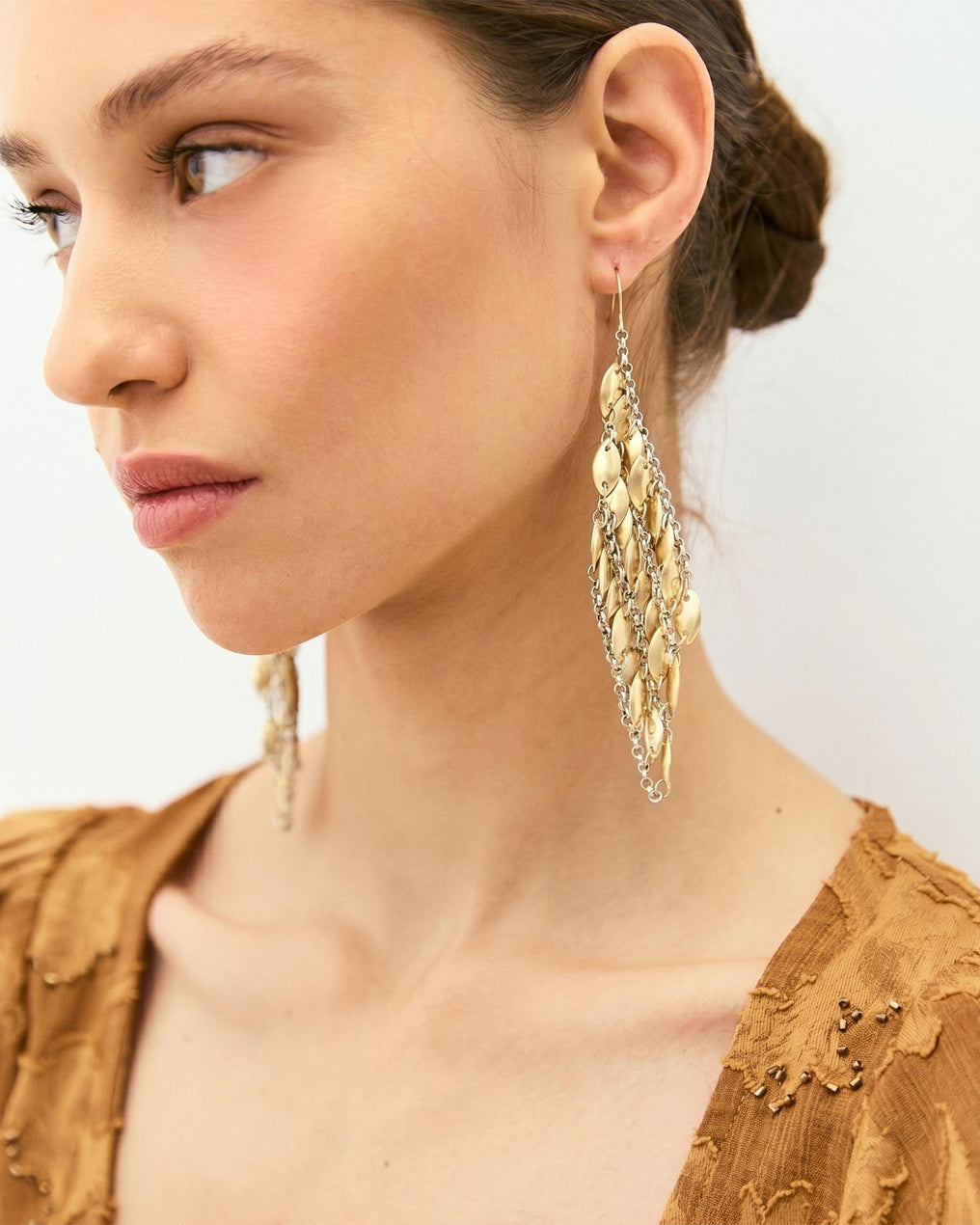 Pendientes Mezcla Malla Oro