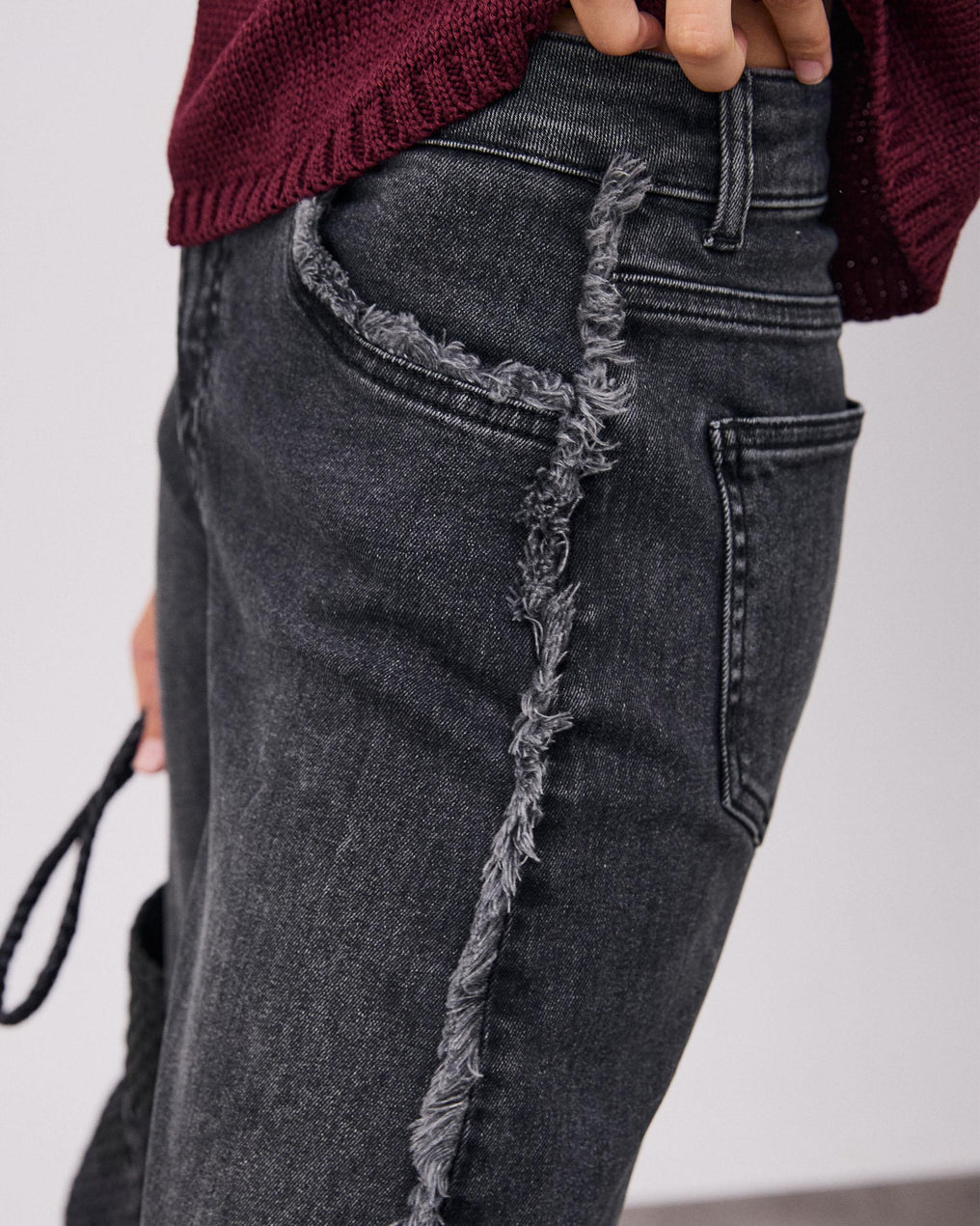 Jeans Laterales Desfelcados Antracita