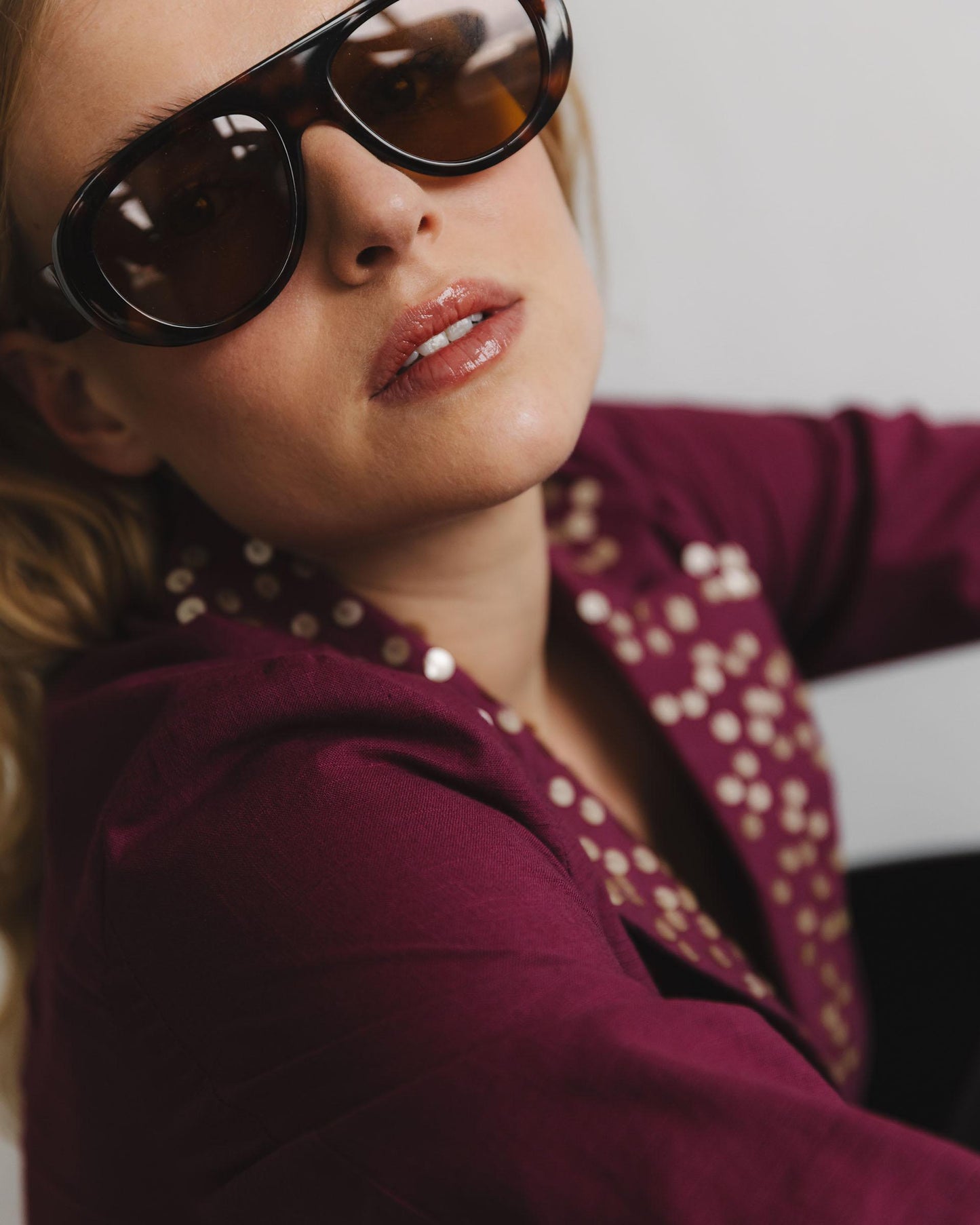 Blazer Lentejuelas Rosa Oscuro