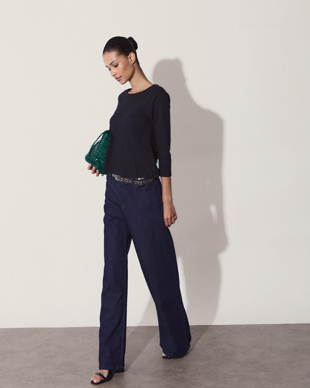 Jeans Estrella Brillos Trasera Azul Oscuro