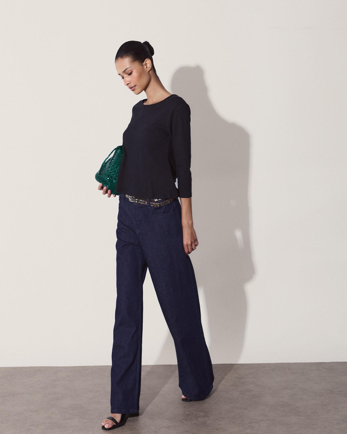 Jeans Estrella Brillos Trasera Azul Oscuro