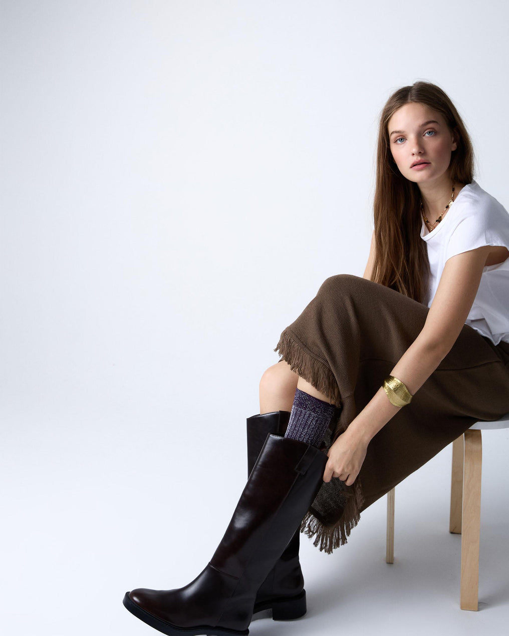 Purple Lurex Mid-Calf Socks