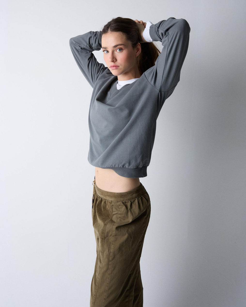 Gray V-Neck Sweatshirt