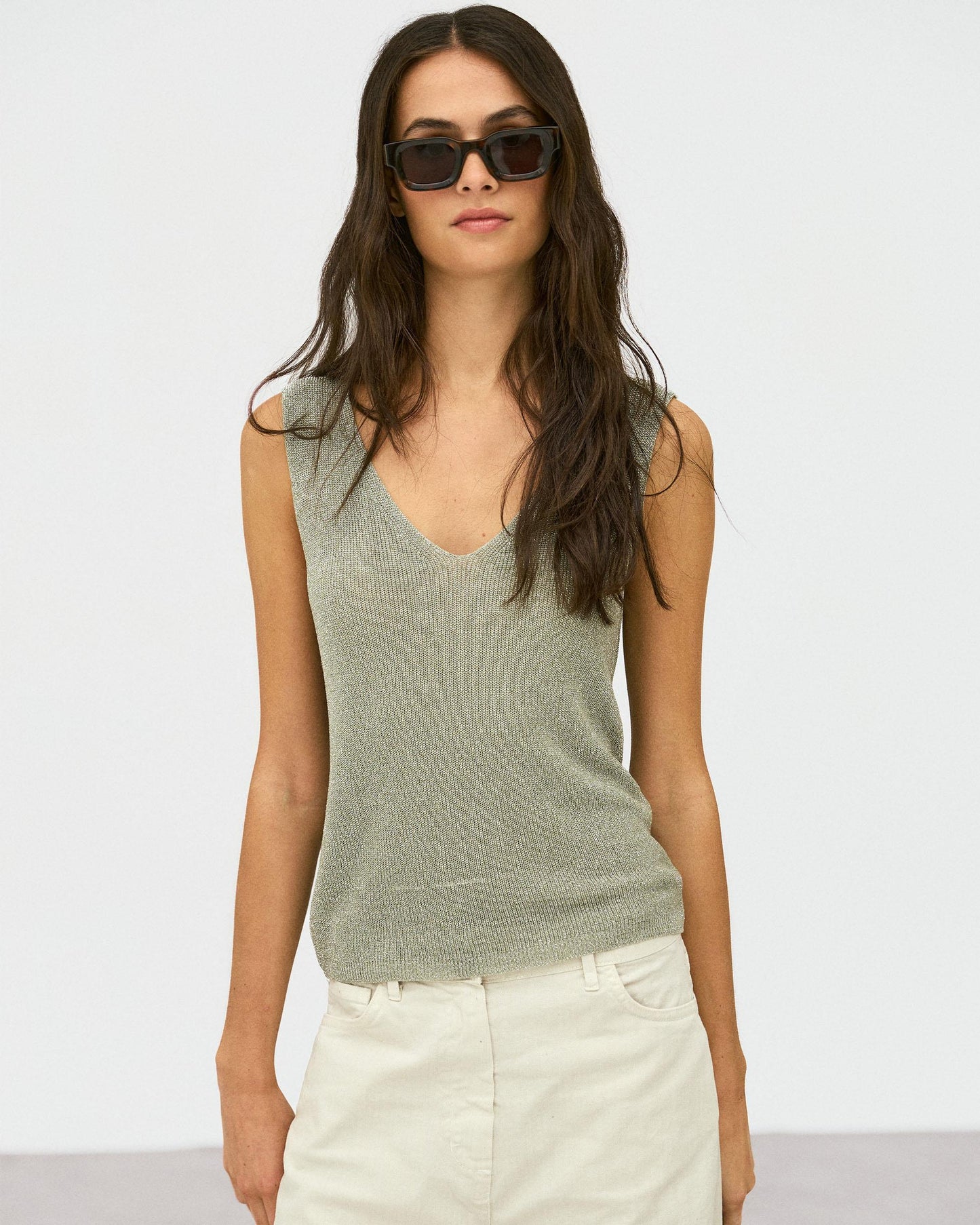 Top Bretelles Lurex Vert