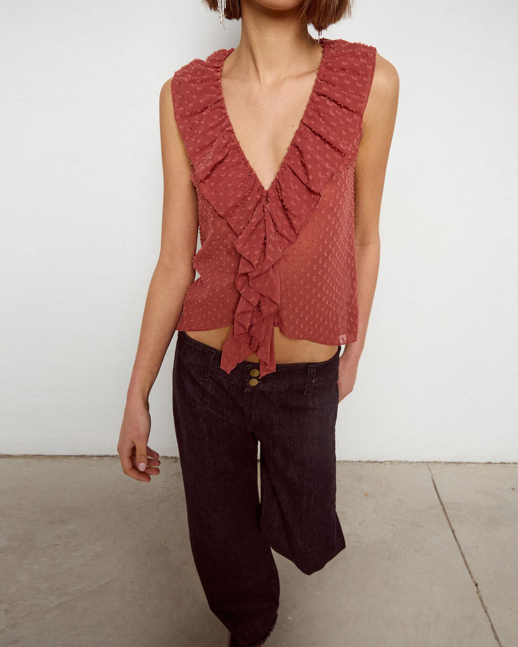 Top Plumeti Volantes Rosa