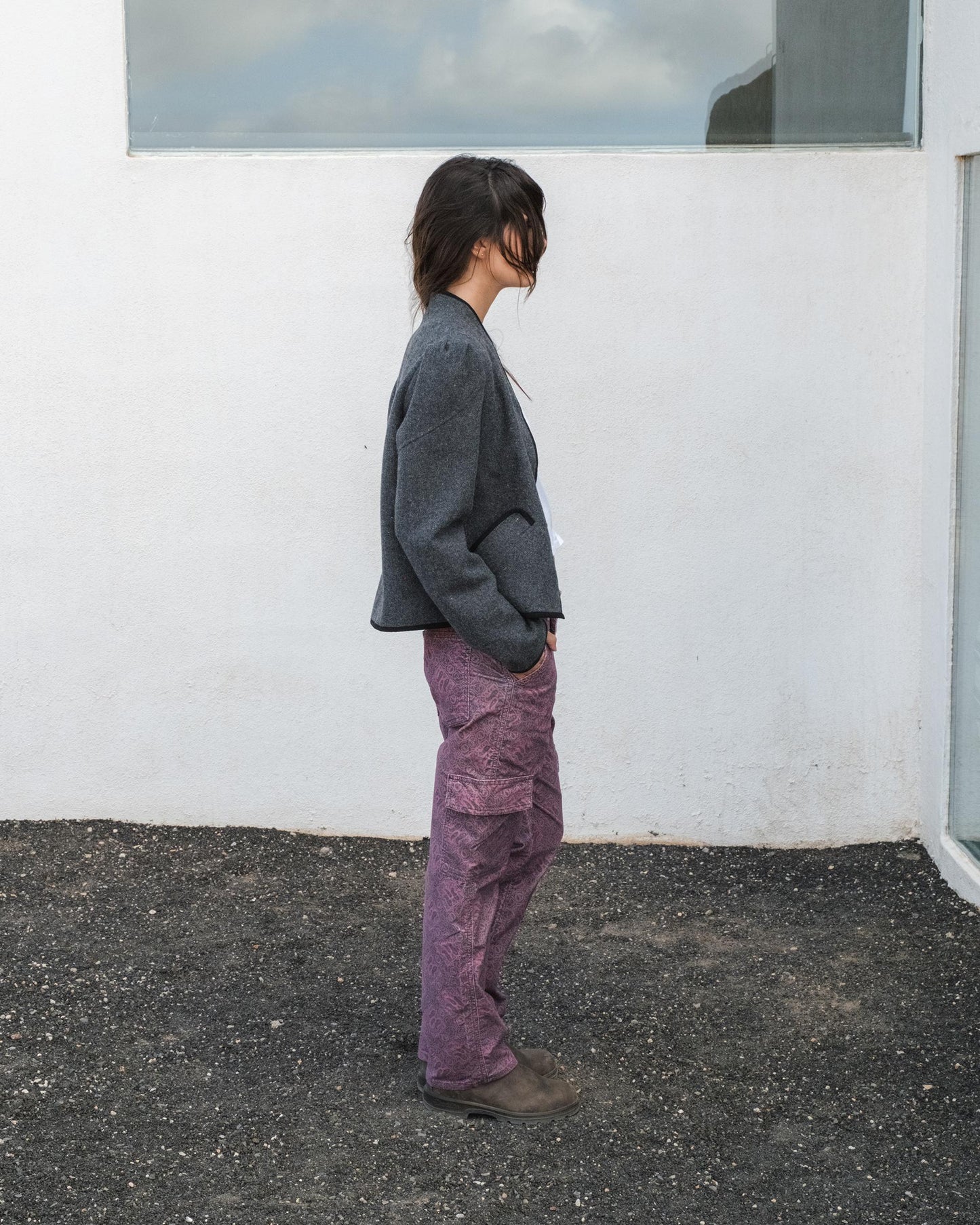 Bomber Ribete Contraste Mezcla Lana Antracita